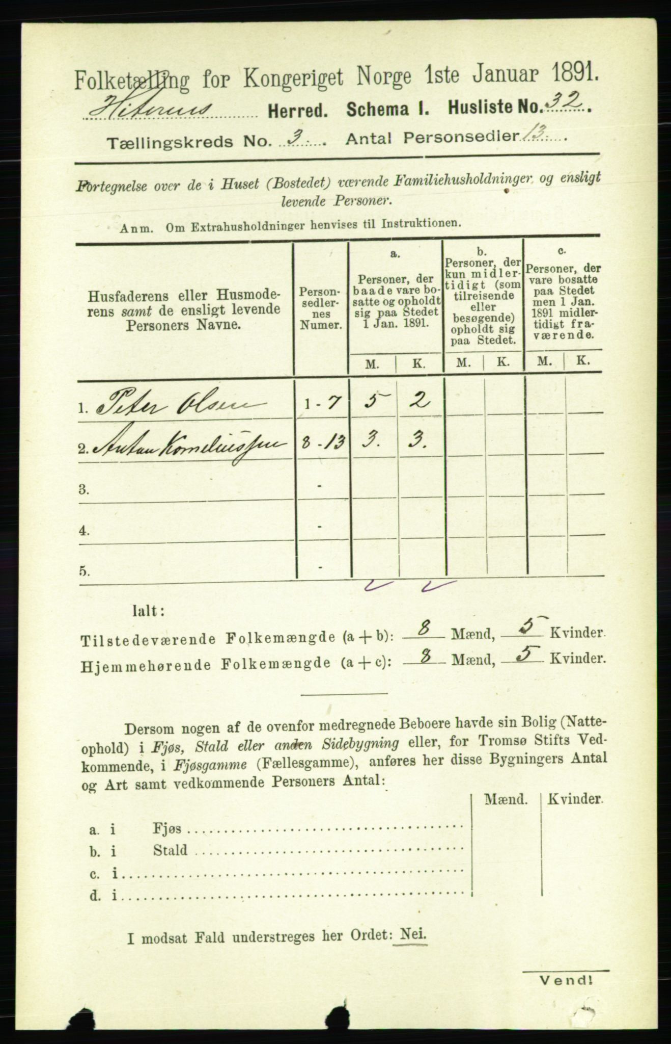 RA, 1891 census for 1617 Hitra, 1891, p. 471