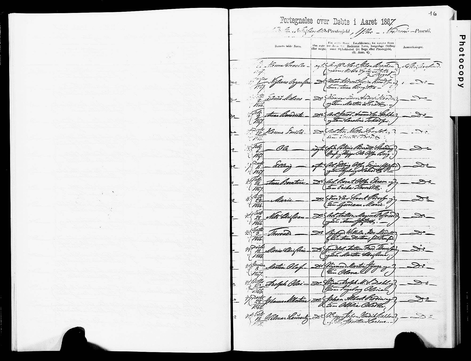 Ministerialprotokoller, klokkerbøker og fødselsregistre - Møre og Romsdal, SAT/A-1454/572/L0857: Parish register (official) no. 572D01, 1866-1872, p. 16