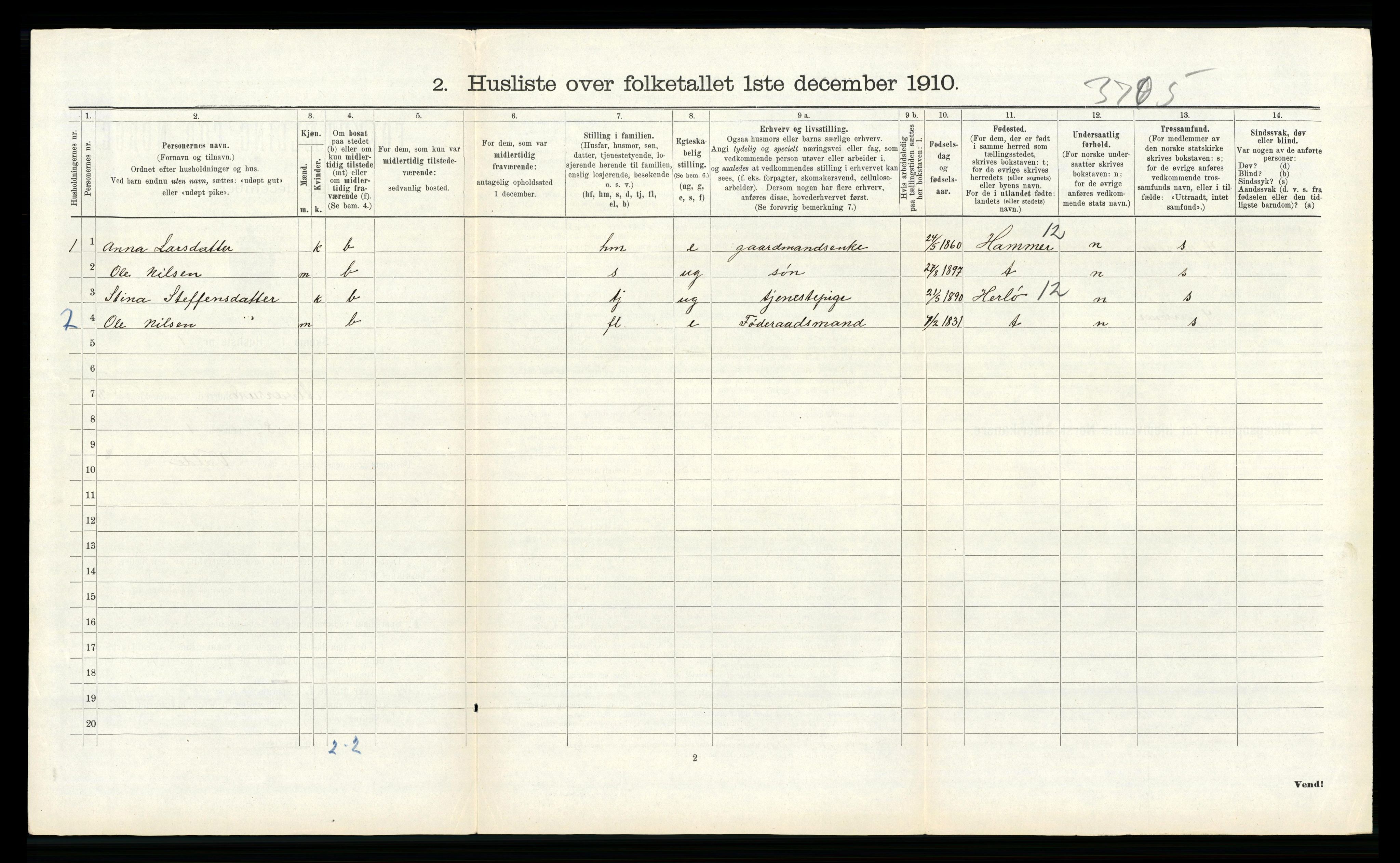 RA, 1910 census for Alversund, 1910, p. 177