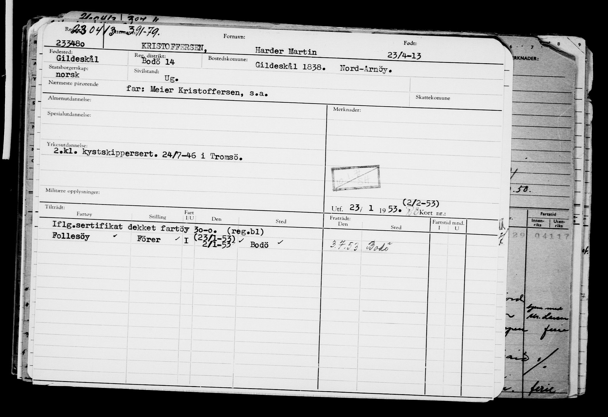 Direktoratet for sjømenn, RA/S-3545/G/Gb/L0112: Hovedkort, 1913, p. 233