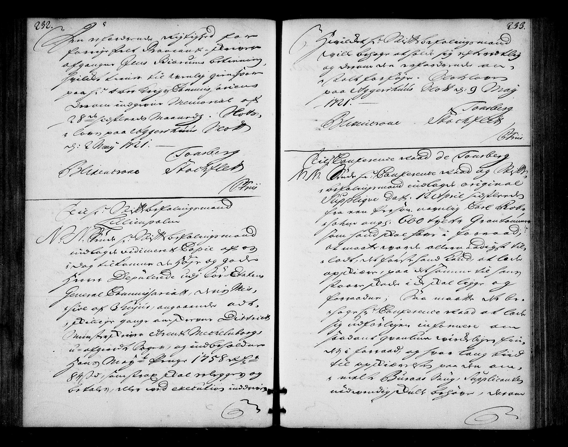 Stattholderembetet 1572-1771, AV/RA-EA-2870/Bd/L0013: Ordreprotokoll, 1720-1722, p. 232-233