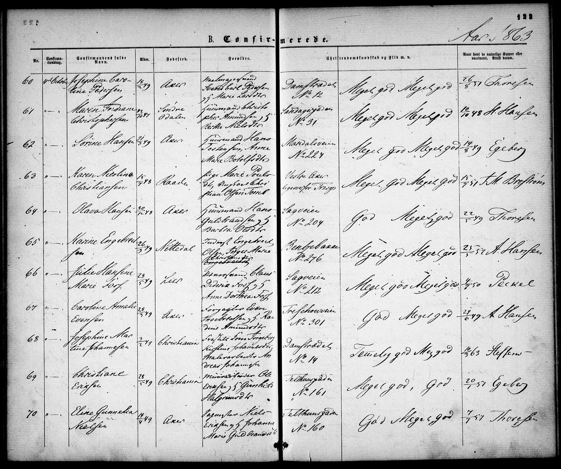 Gamle Aker prestekontor Kirkebøker, AV/SAO-A-10617a/F/L0001: Parish register (official) no. 1, 1861-1865, p. 123