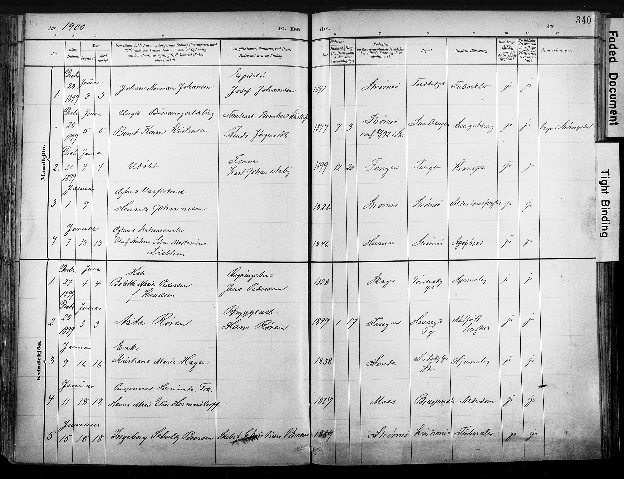 Strømsø kirkebøker, SAKO/A-246/G/Ga/L0003: Parish register (copy) no. 3, 1894-1904, p. 340