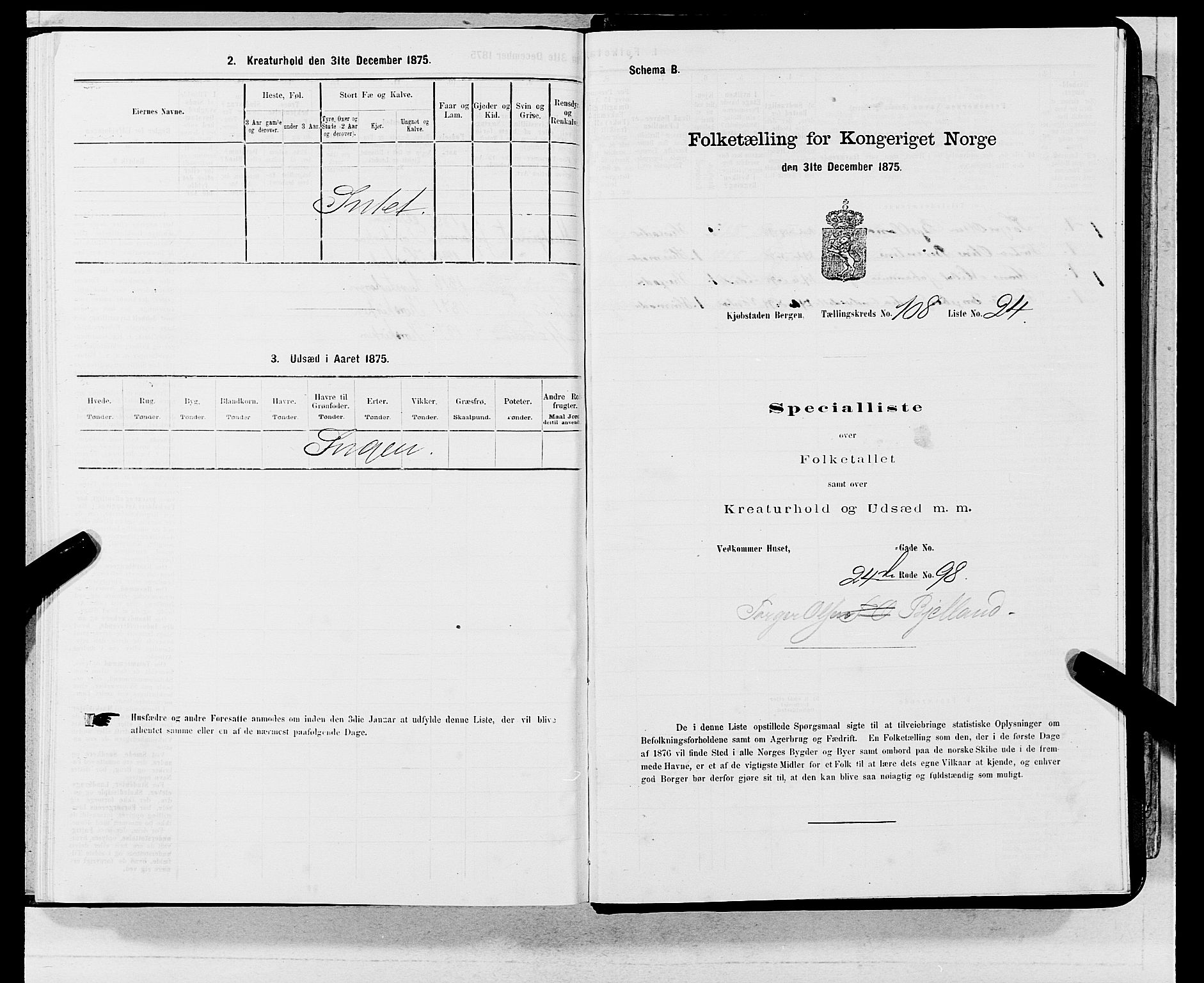 SAB, 1875 census for 1301 Bergen, 1875, p. 5911