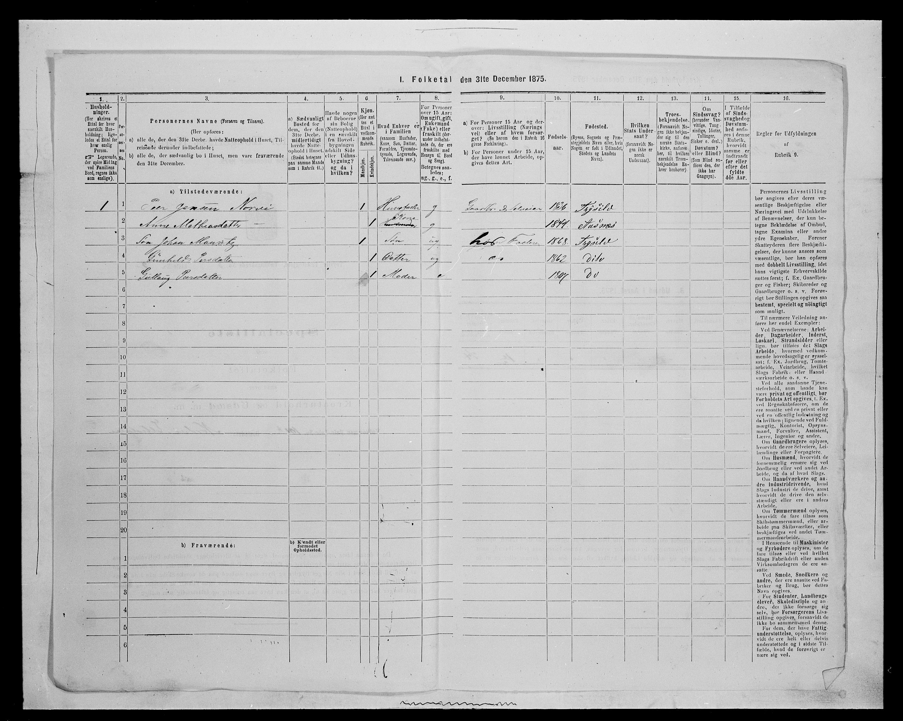 SAH, 1875 census for 0428P Trysil, 1875, p. 958