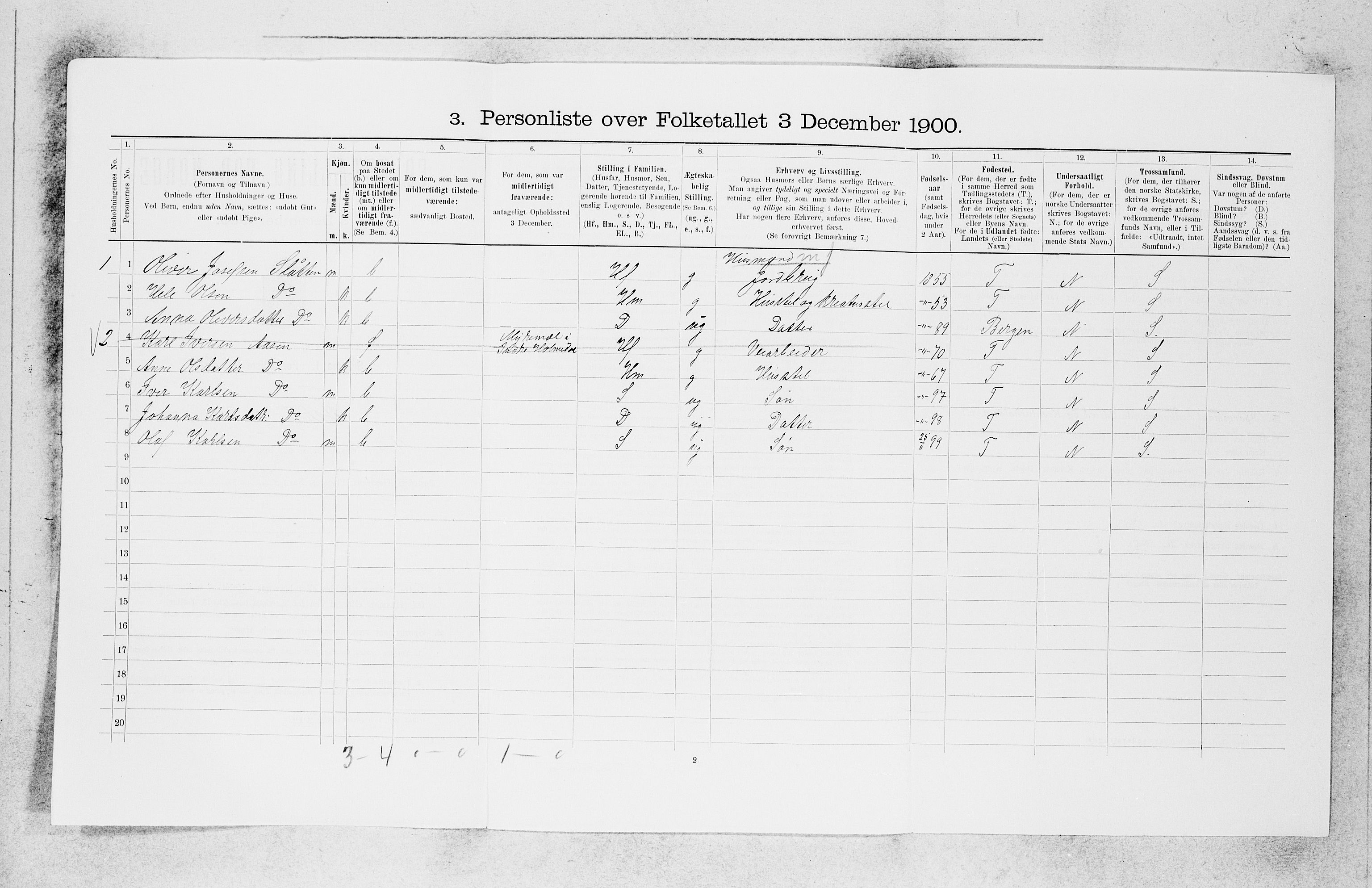 SAB, 1900 census for Førde, 1900, p. 413