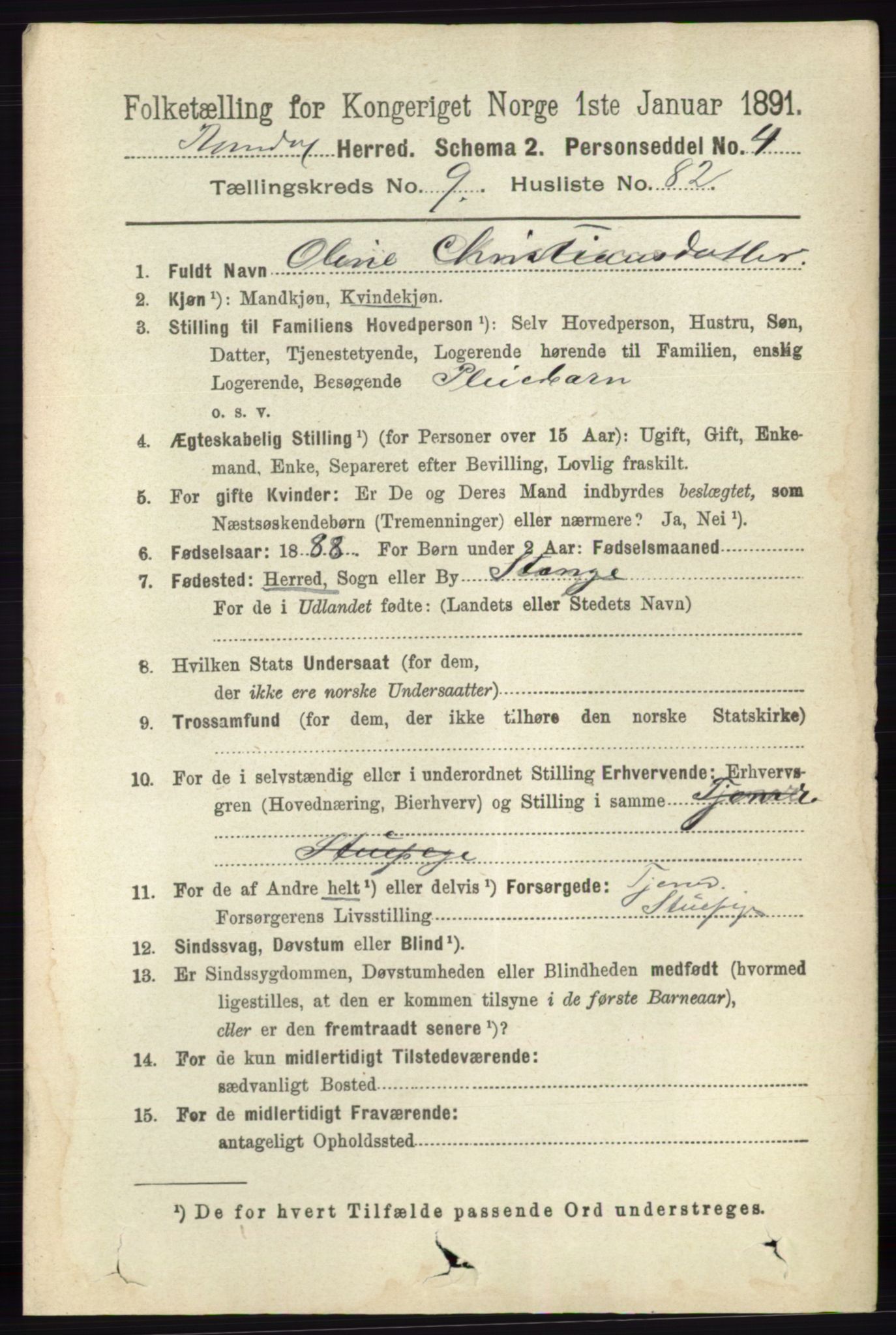 RA, 1891 census for 0416 Romedal, 1891, p. 4717