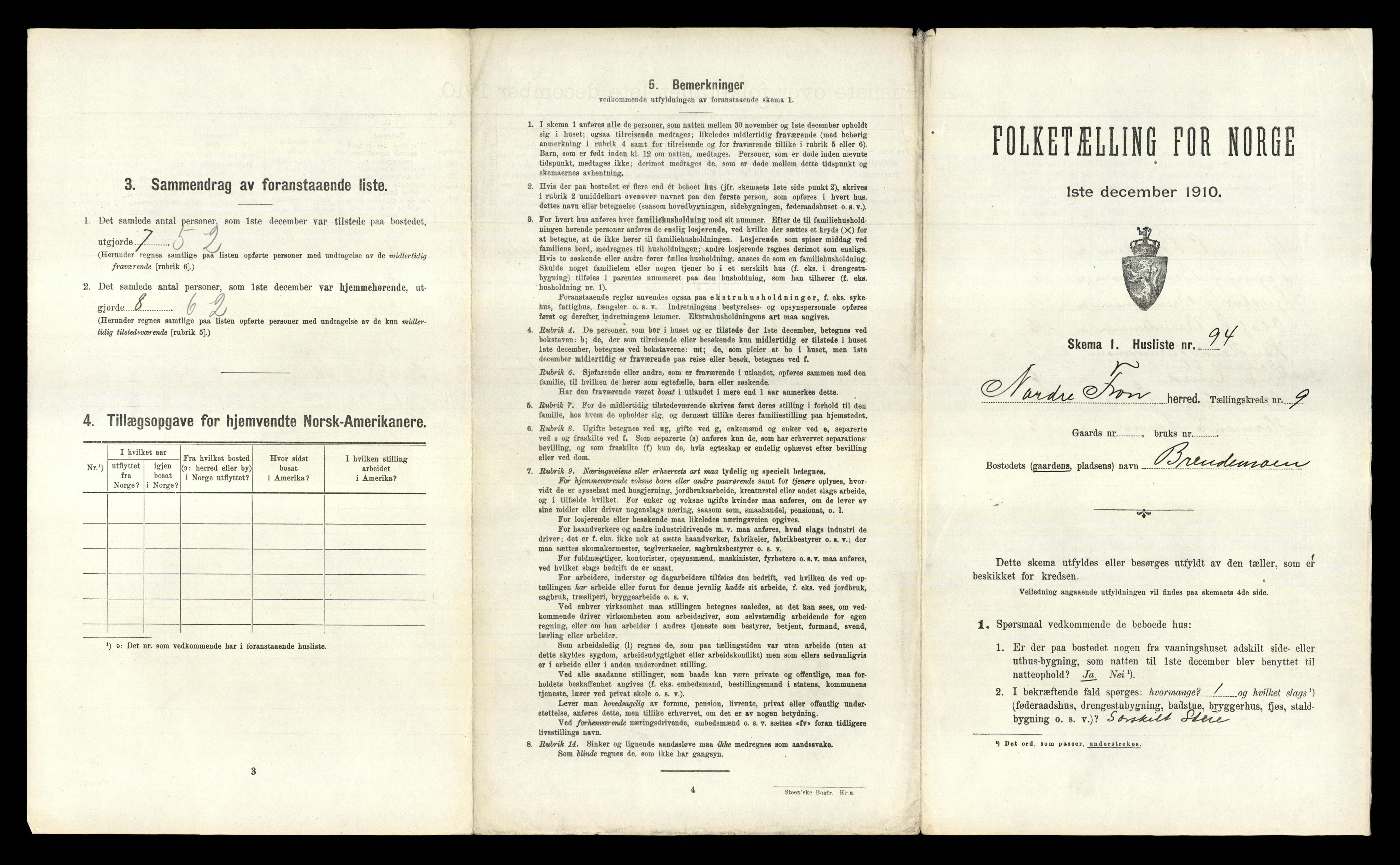 RA, 1910 census for Nord-Fron, 1910, p. 1230