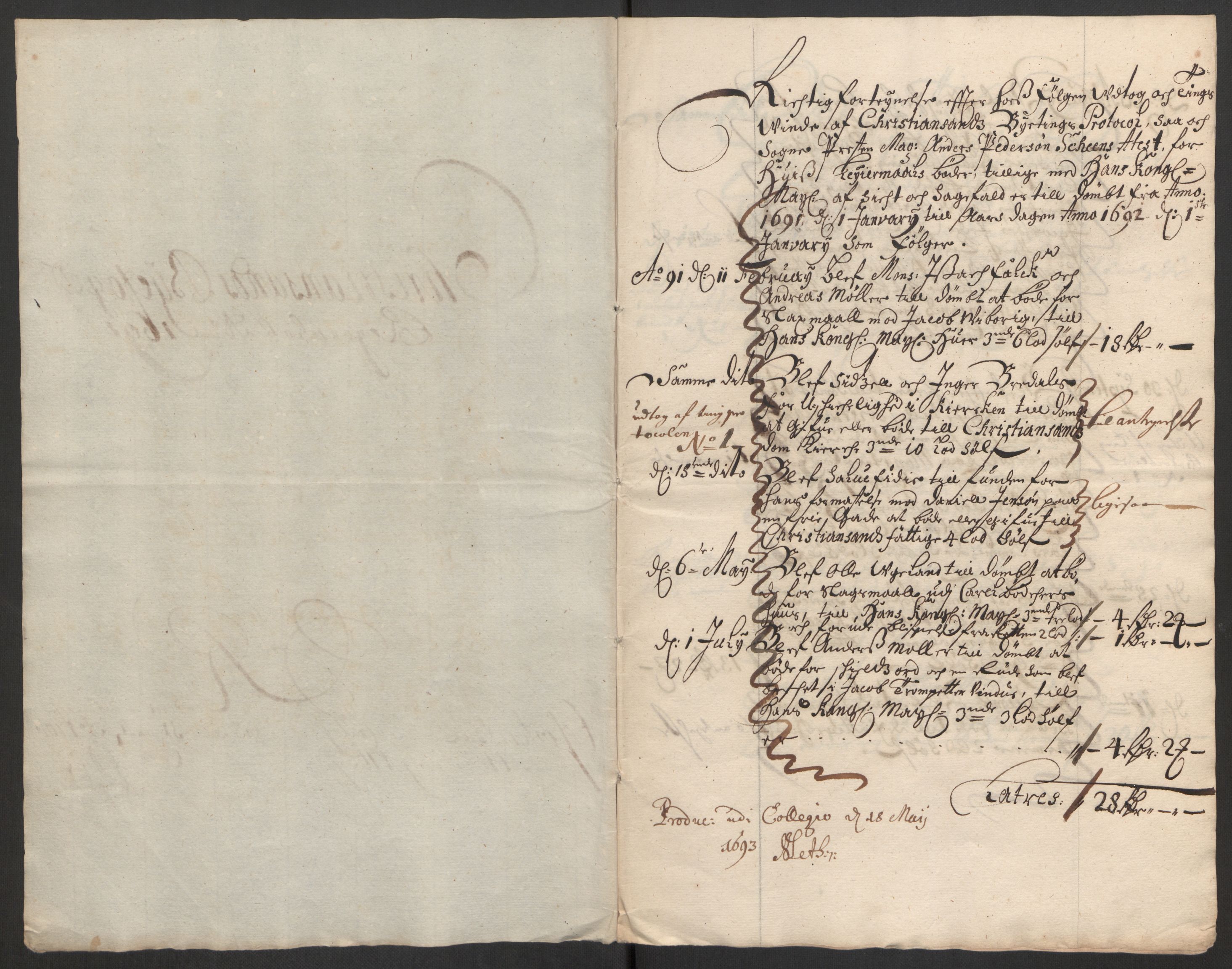 Rentekammeret inntil 1814, Reviderte regnskaper, Byregnskaper, AV/RA-EA-4066/R/Rm/L0285: [M18] Sikt og sakefall, 1681-1718, p. 139