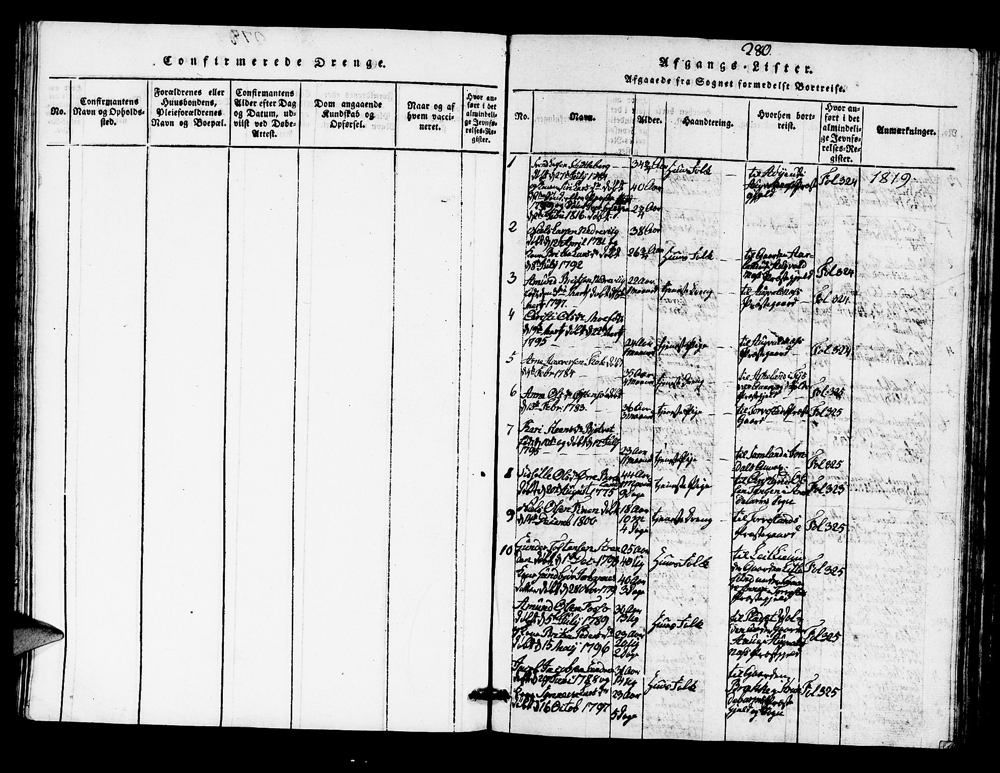 Kvam sokneprestembete, SAB/A-76201/H/Hab: Parish register (copy) no. A 1, 1818-1832, p. 280