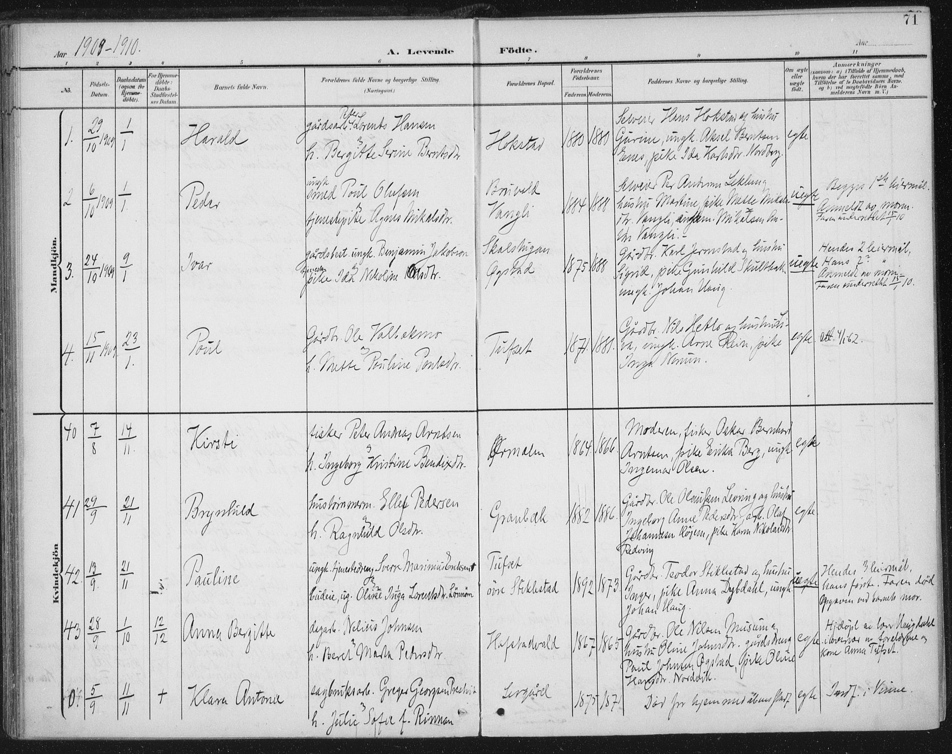 Ministerialprotokoller, klokkerbøker og fødselsregistre - Nord-Trøndelag, SAT/A-1458/723/L0246: Parish register (official) no. 723A15, 1900-1917, p. 71