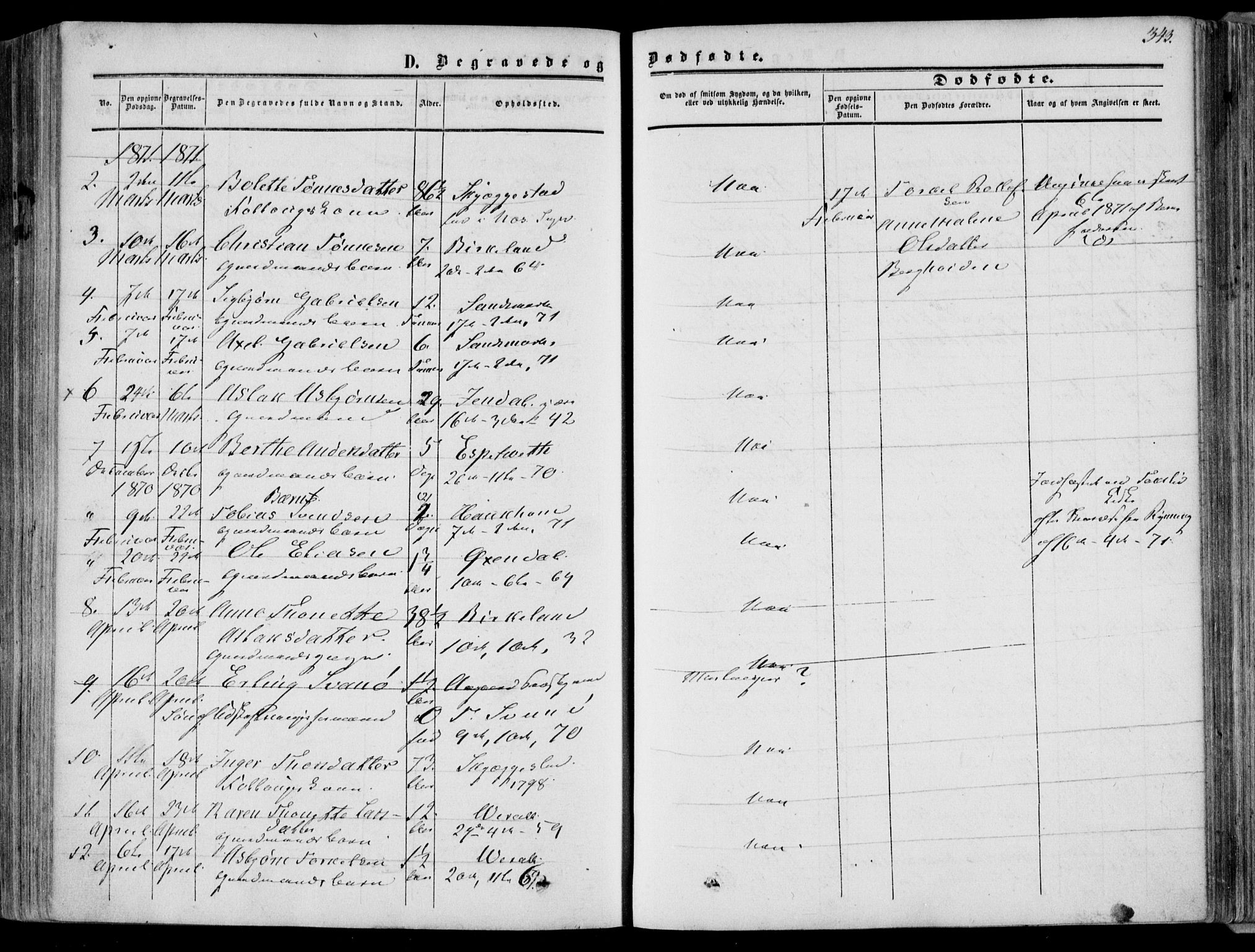 Bakke sokneprestkontor, AV/SAK-1111-0002/F/Fa/Faa/L0006: Parish register (official) no. A 6, 1855-1877, p. 343