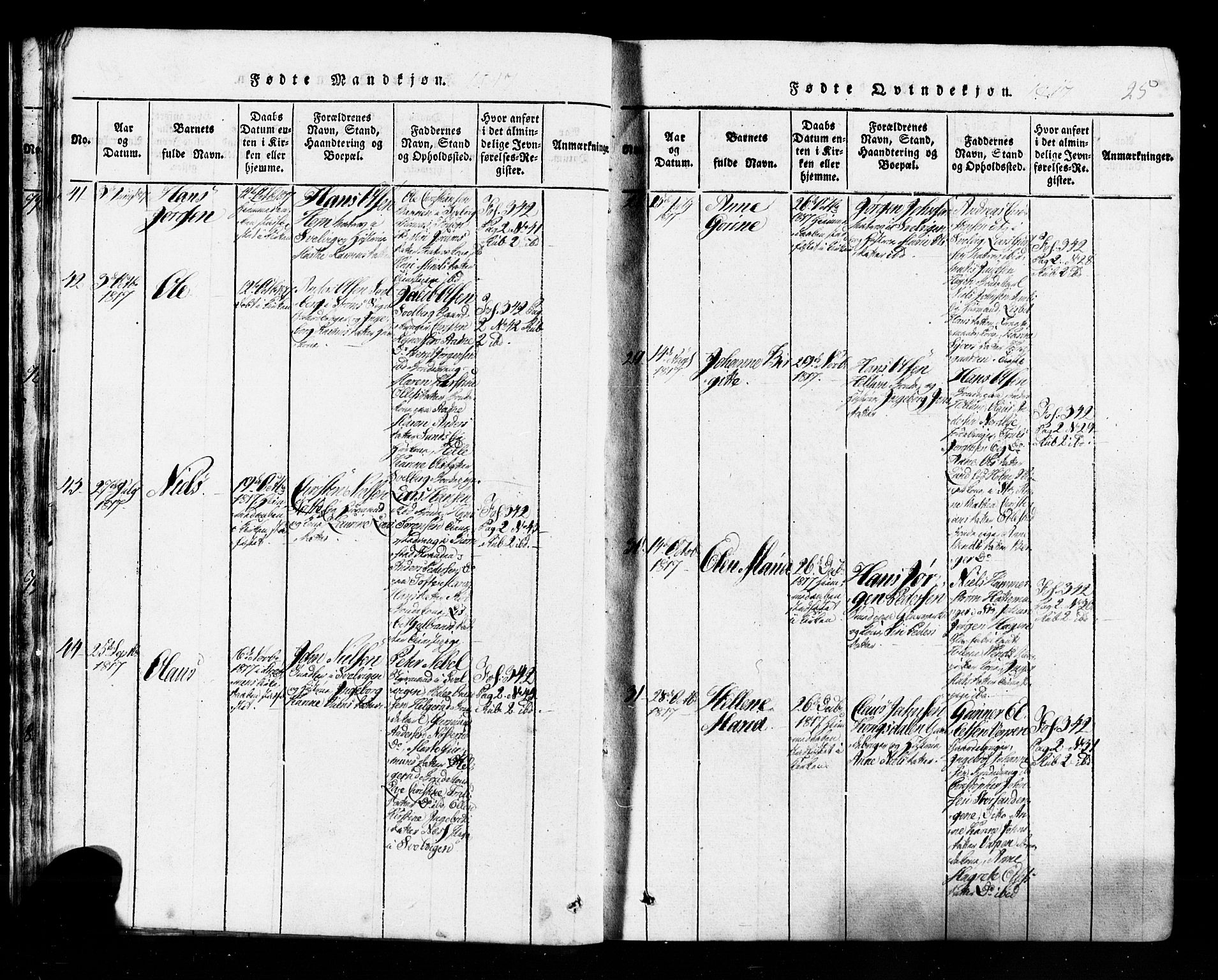 Hurum kirkebøker, AV/SAKO-A-229/G/Ga/L0001: Parish register (copy) no. I 1, 1816-1826, p. 25