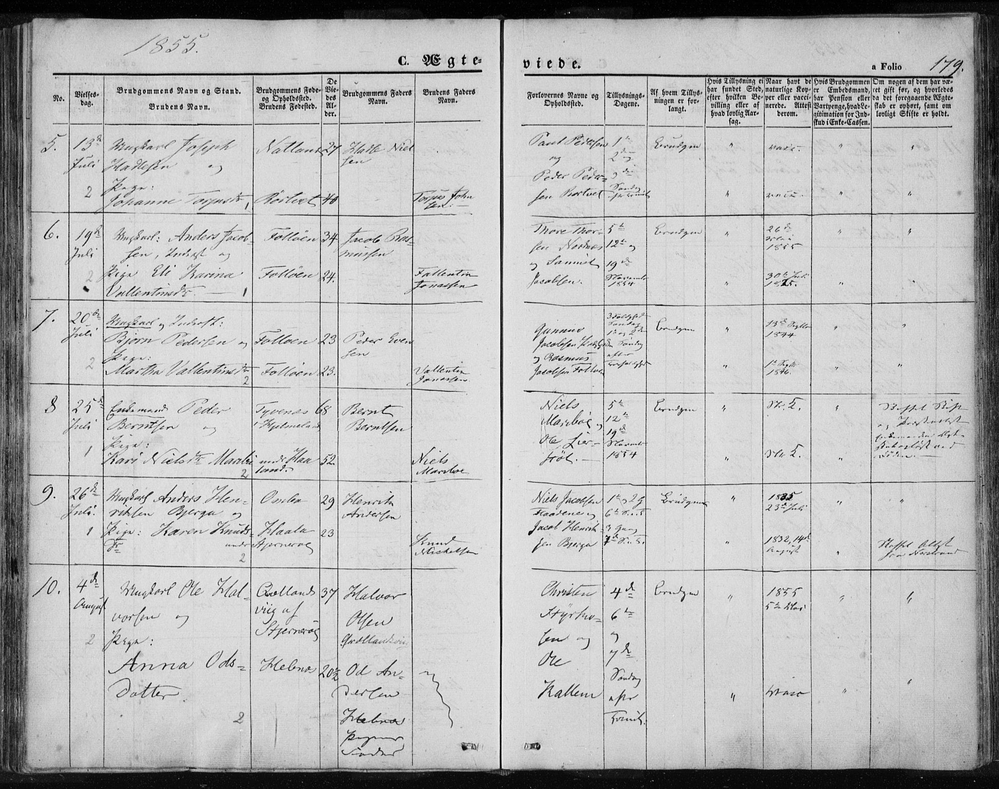 Jelsa sokneprestkontor, AV/SAST-A-101842/01/IV/L0007: Parish register (official) no. A 7, 1854-1866, p. 179