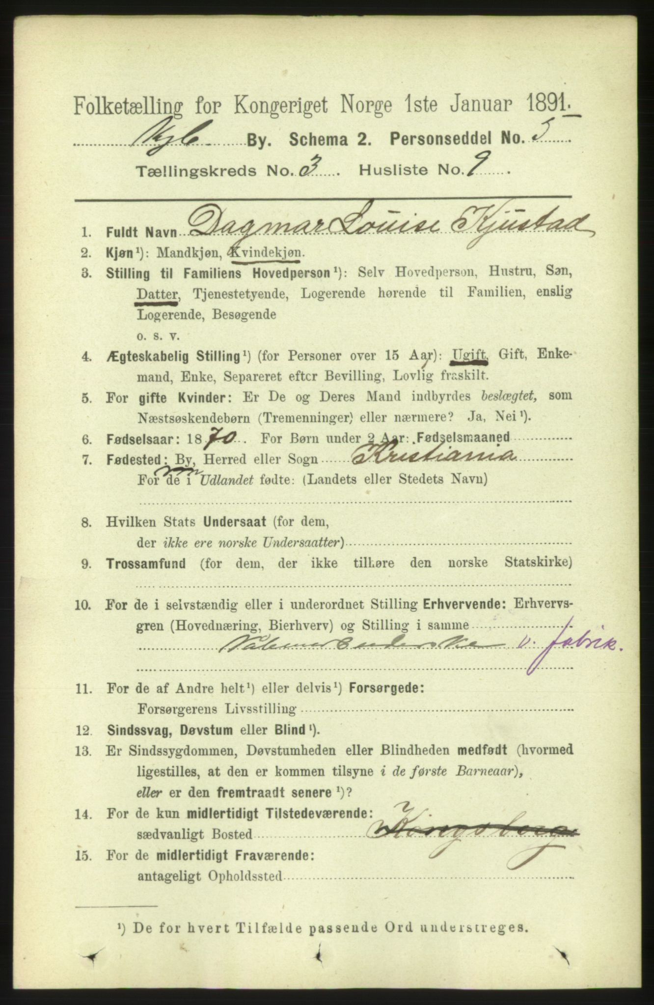 RA, 1891 census for 0604 Kongsberg, 1891, p. 2849