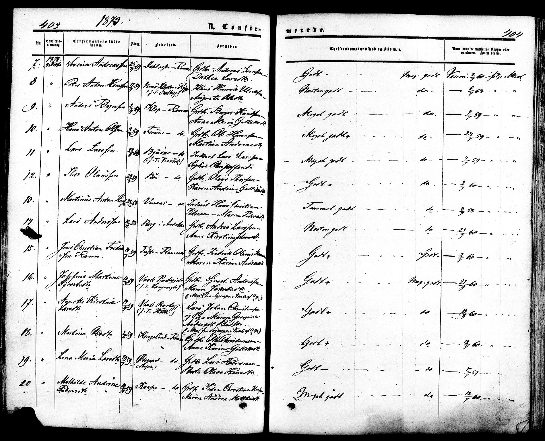 Ramnes kirkebøker, AV/SAKO-A-314/F/Fa/L0006: Parish register (official) no. I 6, 1862-1877, p. 403-404