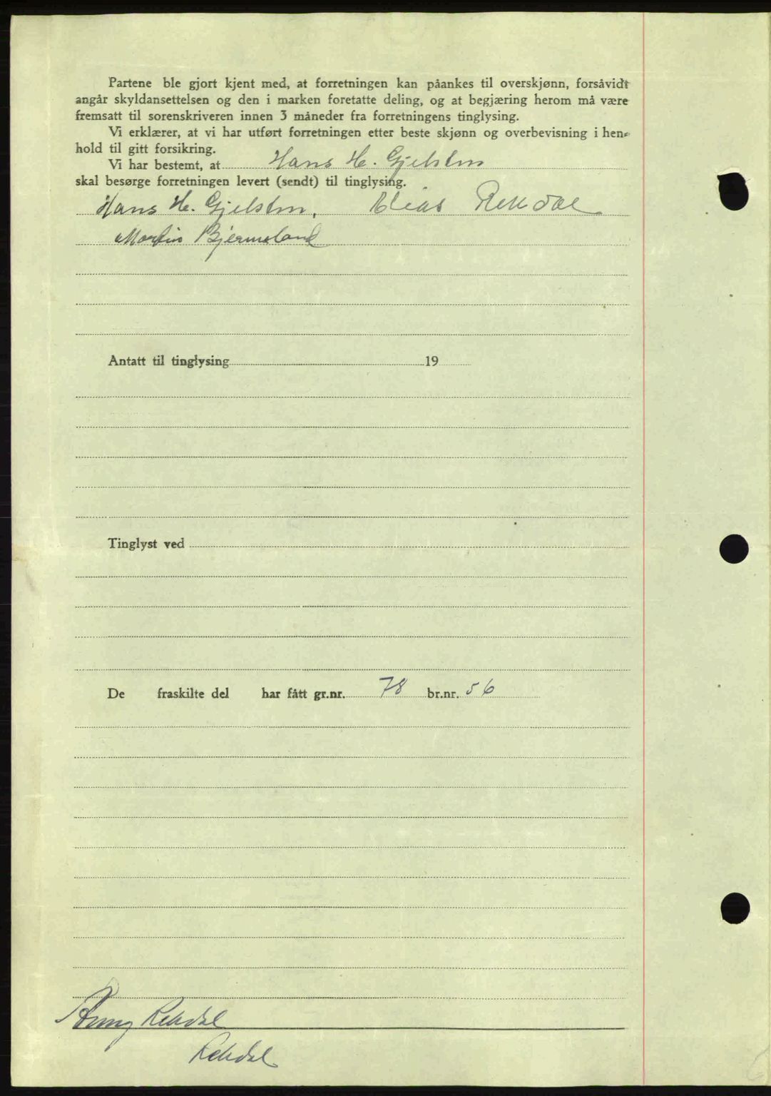 Romsdal sorenskriveri, AV/SAT-A-4149/1/2/2C: Mortgage book no. A17, 1944-1945, Diary no: : 516/1945