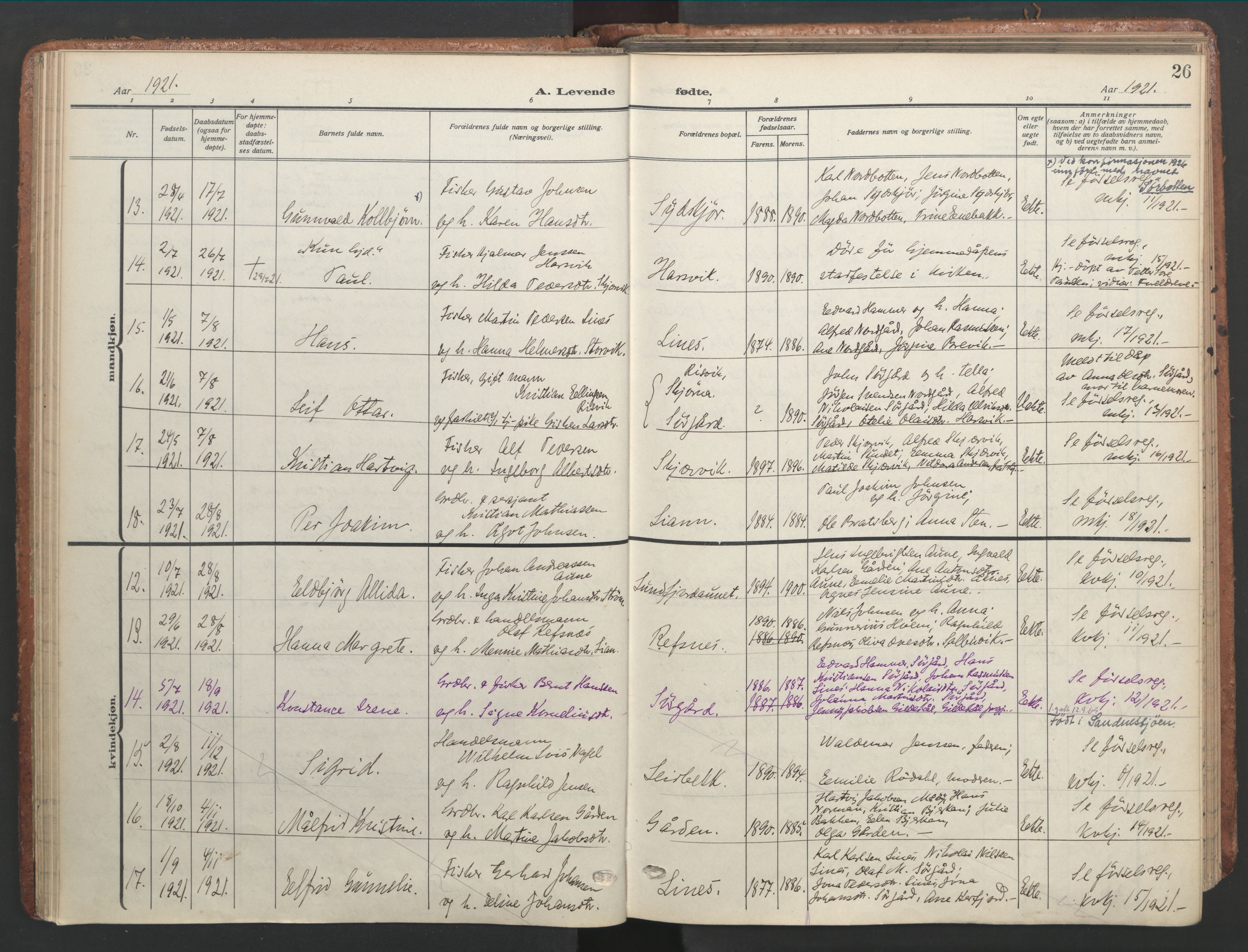 Ministerialprotokoller, klokkerbøker og fødselsregistre - Sør-Trøndelag, AV/SAT-A-1456/656/L0694: Parish register (official) no. 656A03, 1914-1931, p. 26