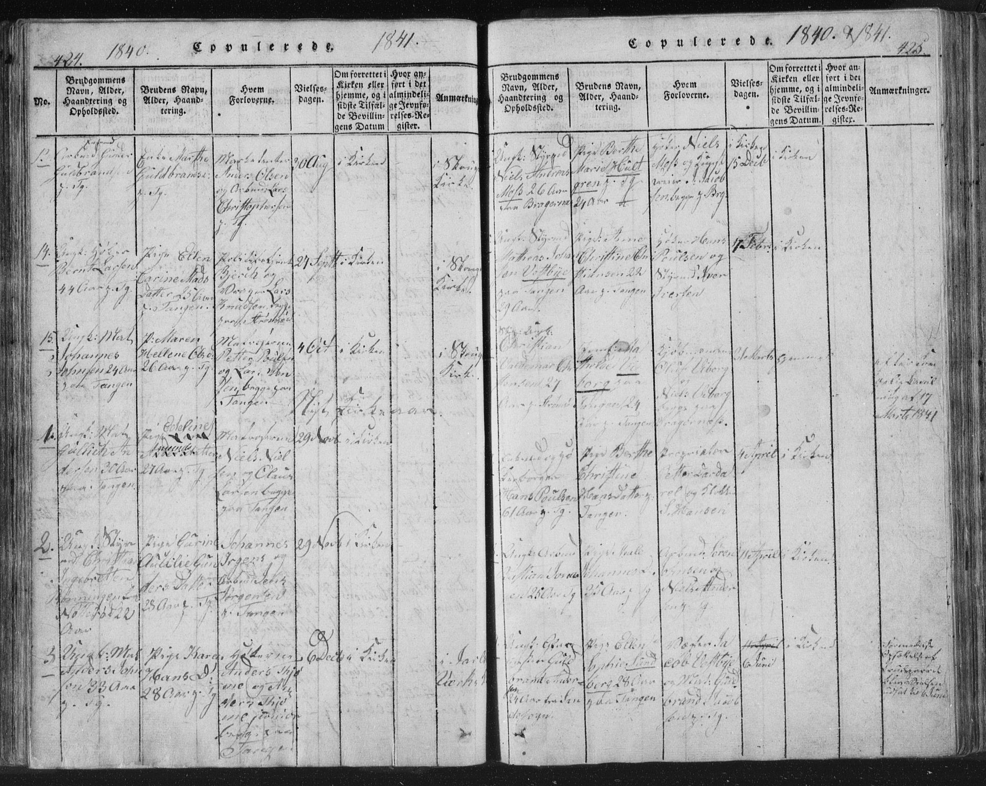 Strømsø kirkebøker, SAKO/A-246/F/Fb/L0004: Parish register (official) no. II 4, 1814-1843, p. 424-425
