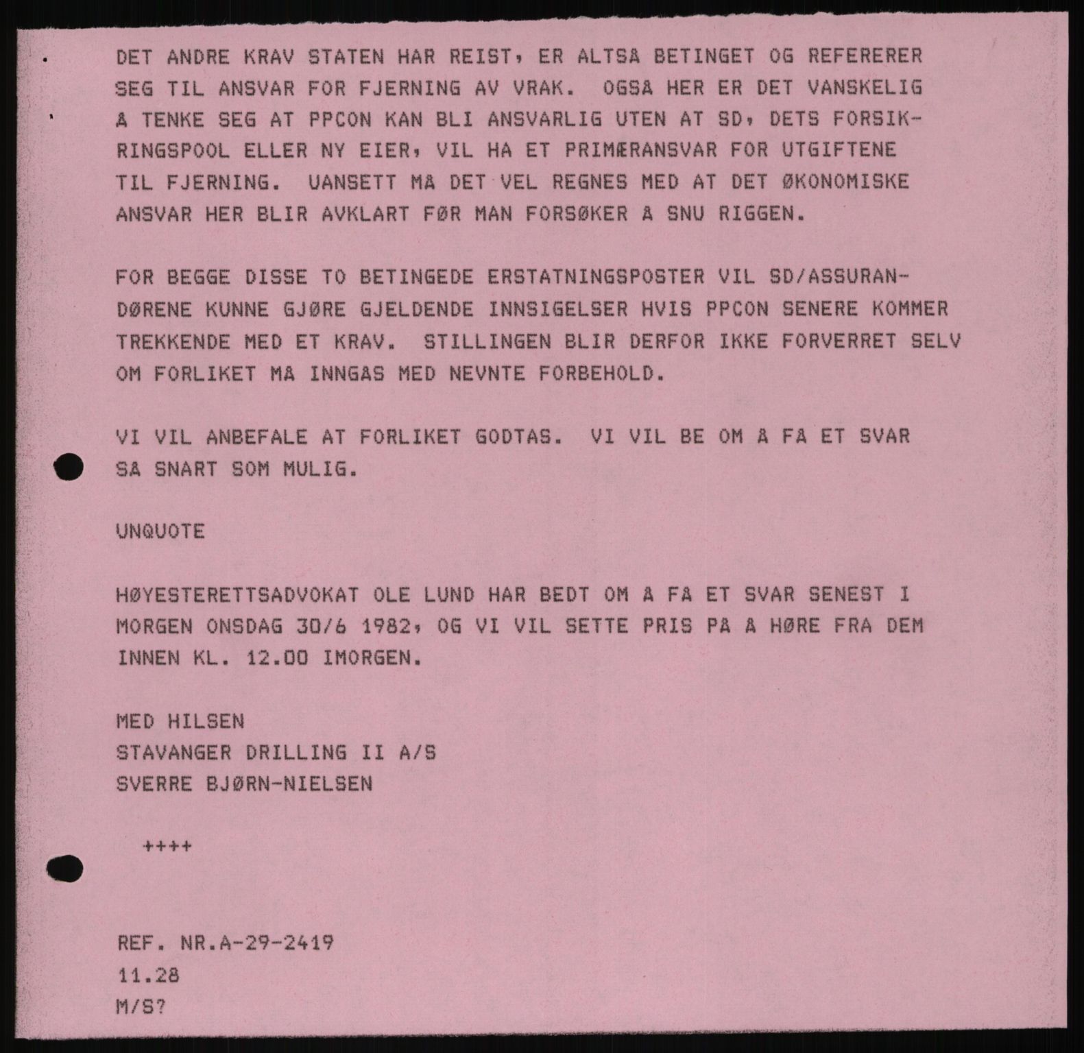 Pa 1503 - Stavanger Drilling AS, SAST/A-101906/D/L0006: Korrespondanse og saksdokumenter, 1974-1984, p. 37