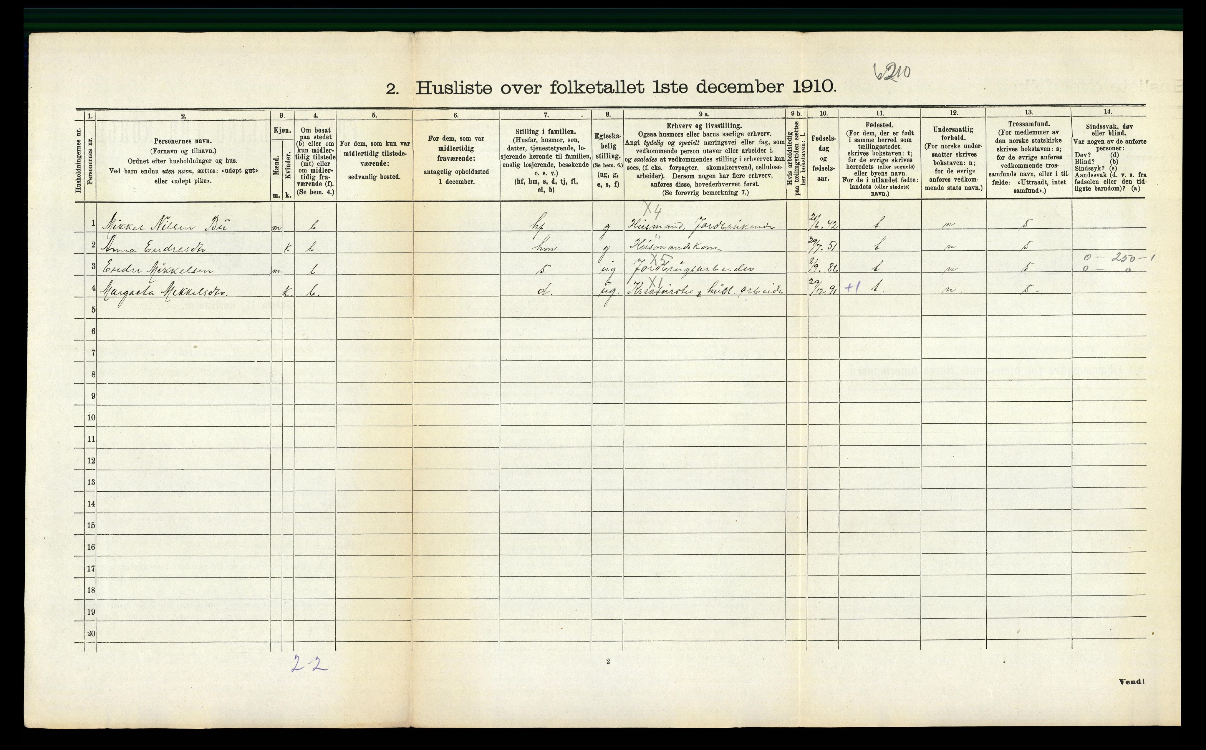 RA, 1910 census for Ullensvang, 1910, p. 1722