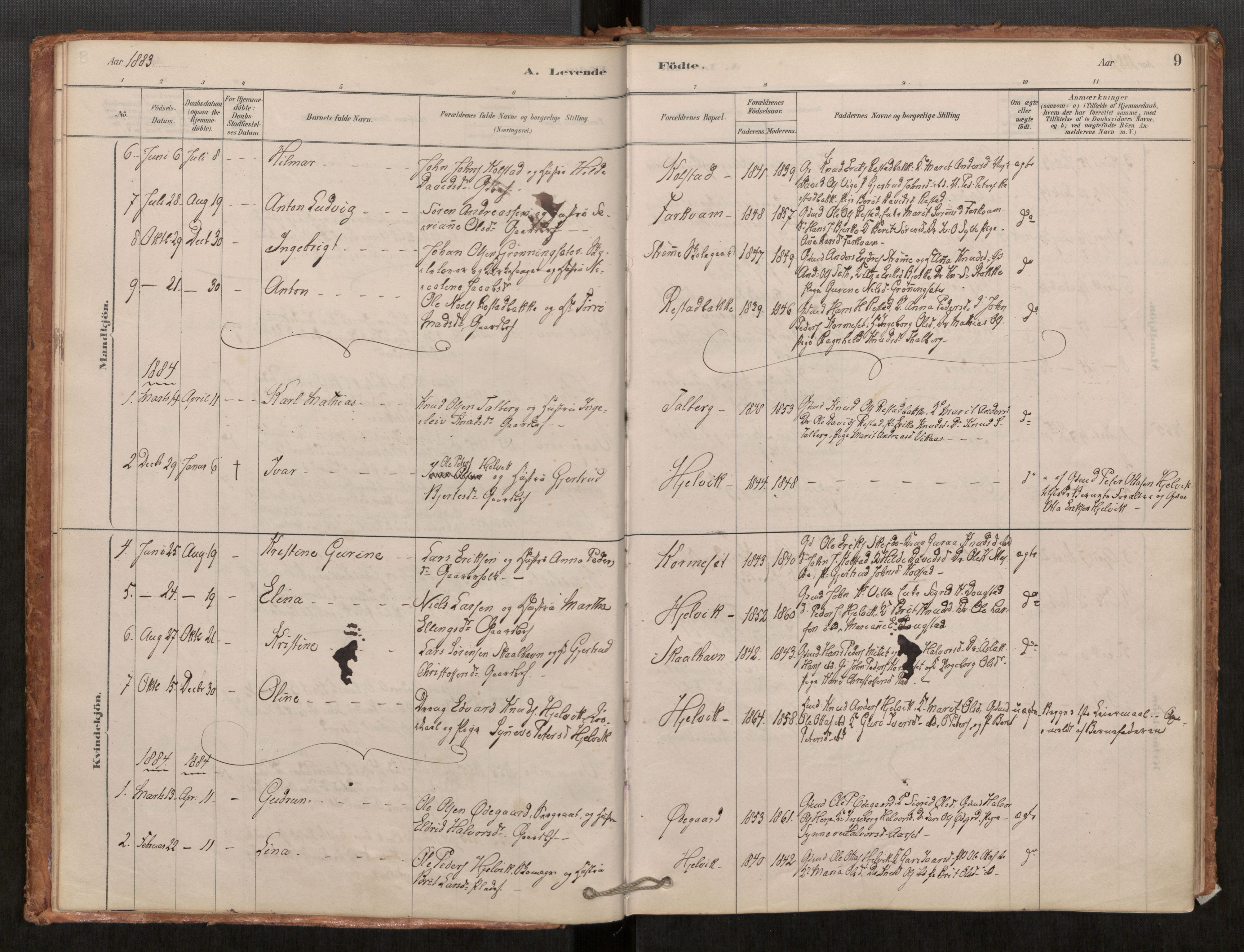 Ministerialprotokoller, klokkerbøker og fødselsregistre - Møre og Romsdal, AV/SAT-A-1454/550/L0621: Parish register (official) no. 550A01, 1878-1915, p. 9