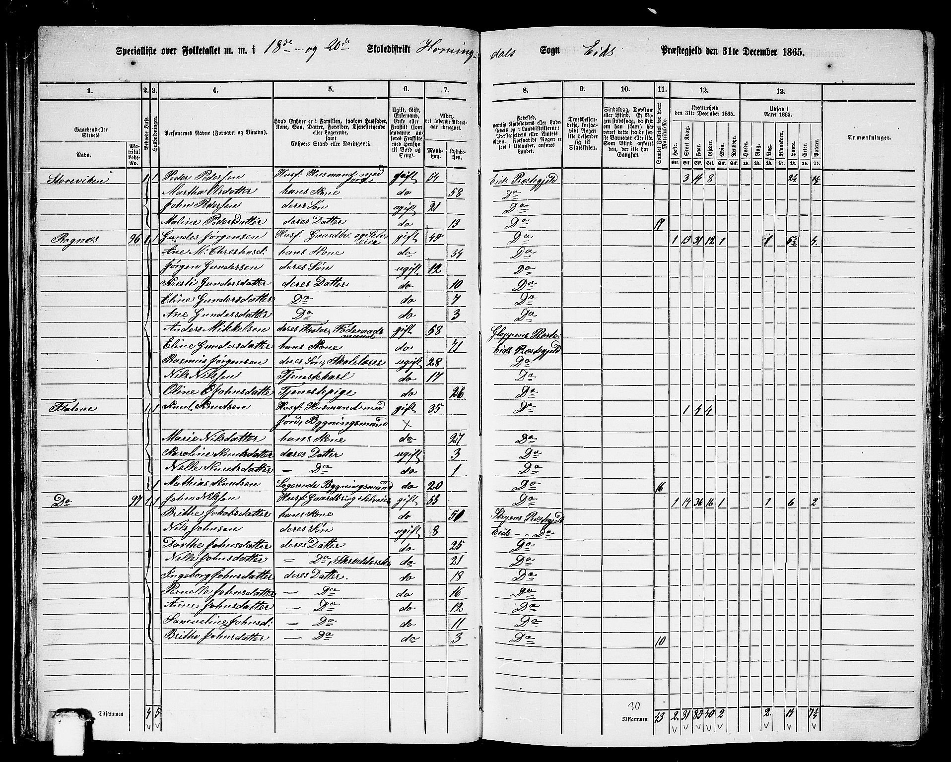 RA, 1865 census for Eid, 1865, p. 40