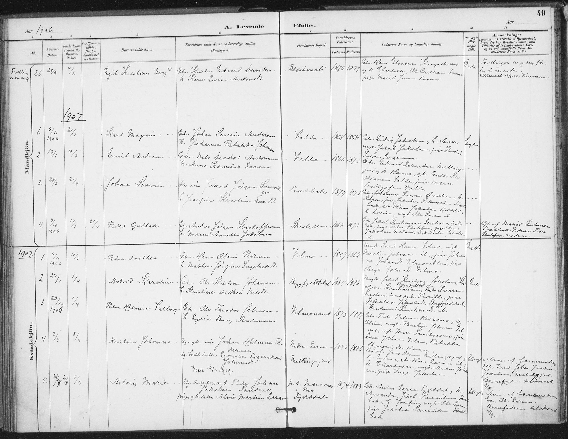 Ministerialprotokoller, klokkerbøker og fødselsregistre - Nordland, SAT/A-1459/826/L0380: Parish register (official) no. 826A03, 1891-1911, p. 49