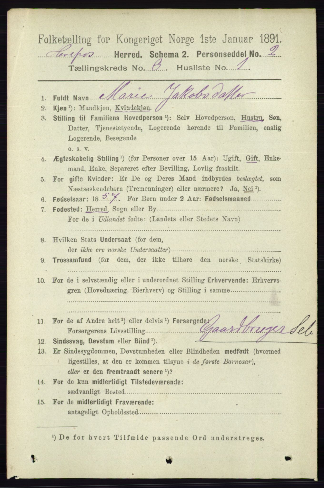 RA, 1891 census for 0933 Herefoss, 1891, p. 544
