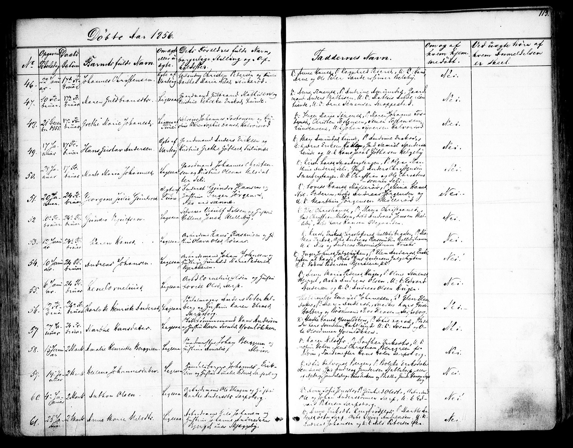 Tune prestekontor Kirkebøker, SAO/A-2007/F/Fa/L0011: Parish register (official) no. 11, 1852-1856, p. 113