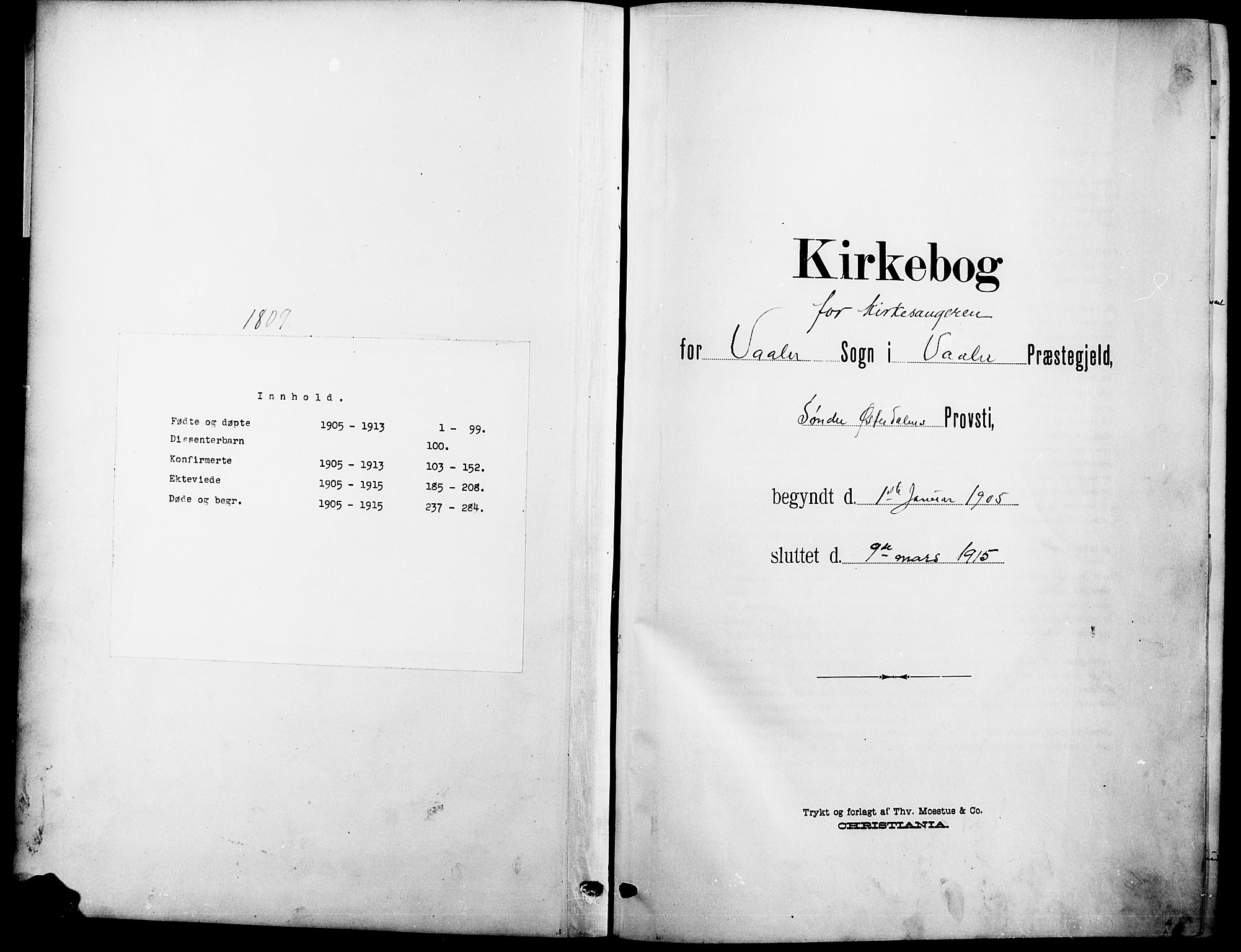 Våler prestekontor, Hedmark, SAH/PREST-040/H/Ha/Hab/L0002: Parish register (copy) no. 2, 1905-1915