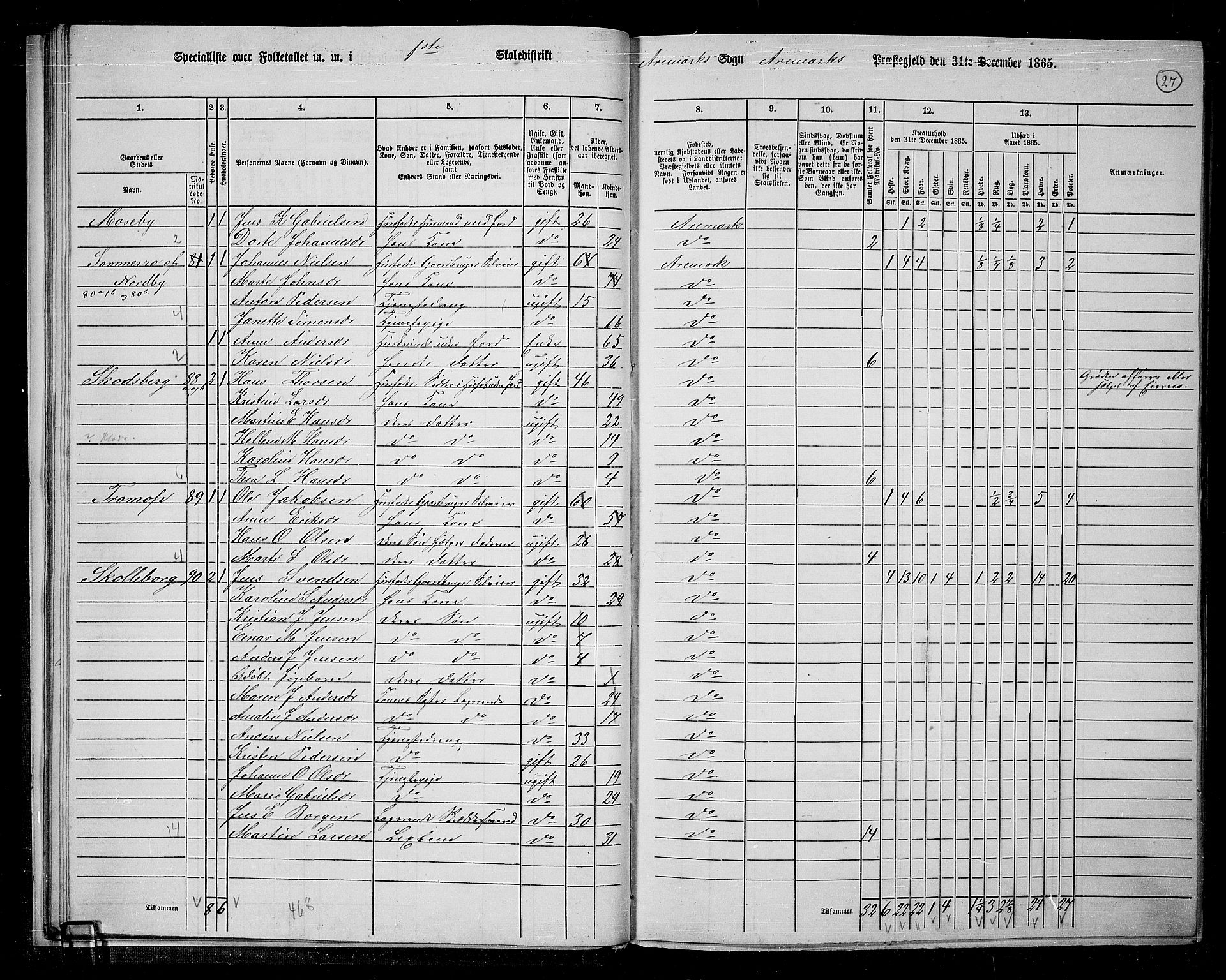 RA, 1865 census for Aremark, 1865, p. 28