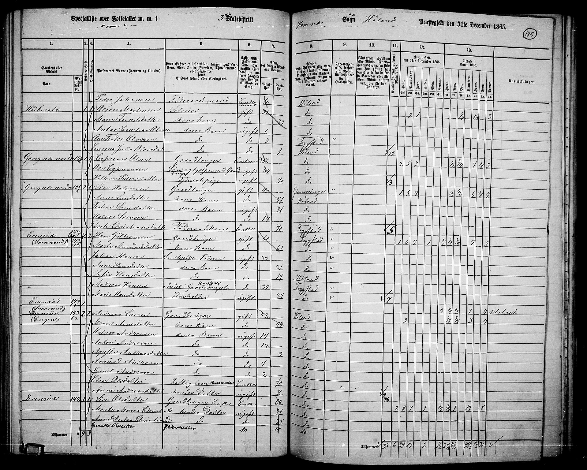 RA, 1865 census for Høland, 1865, p. 170