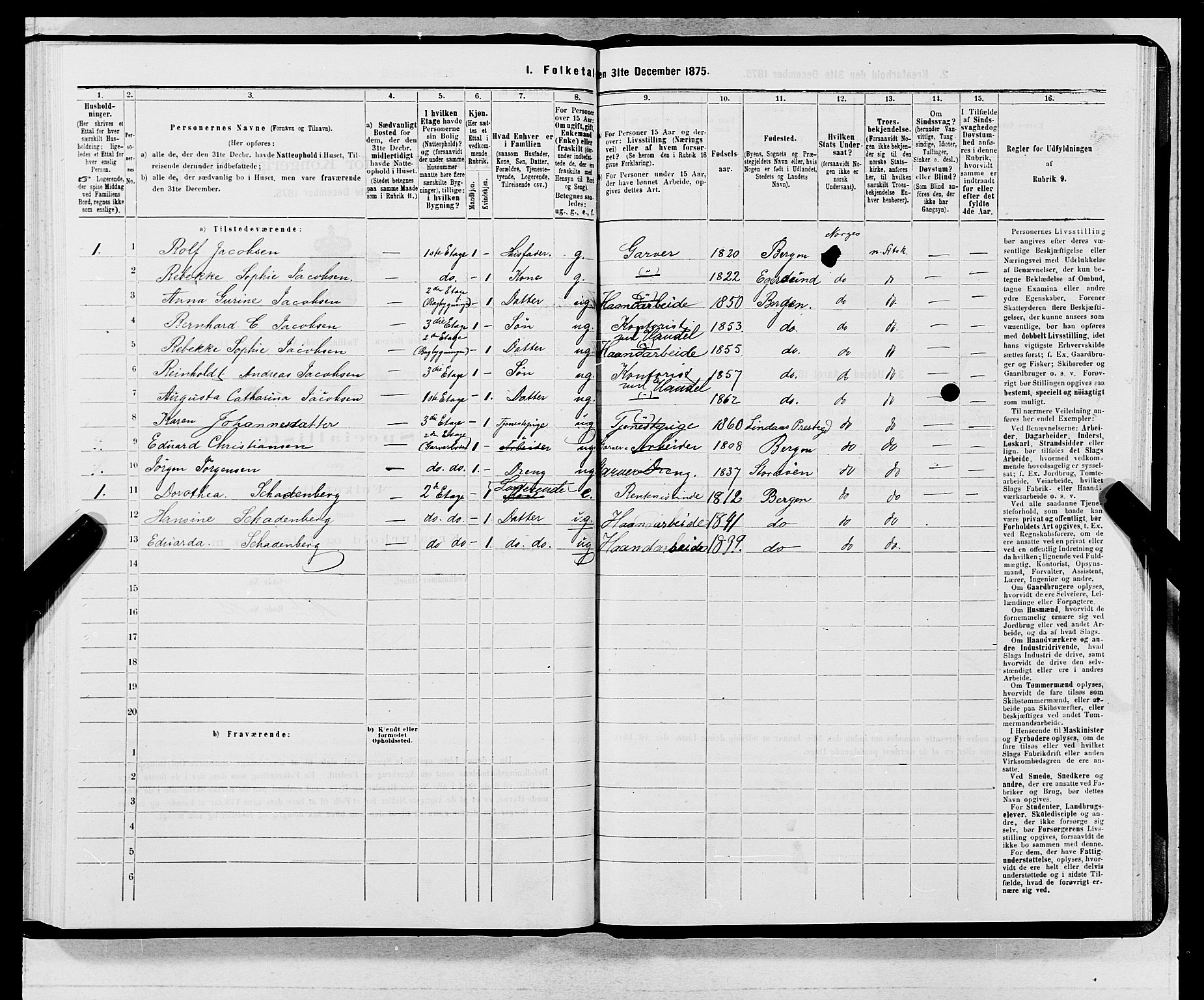 SAB, 1875 census for 1301 Bergen, 1875, p. 3708