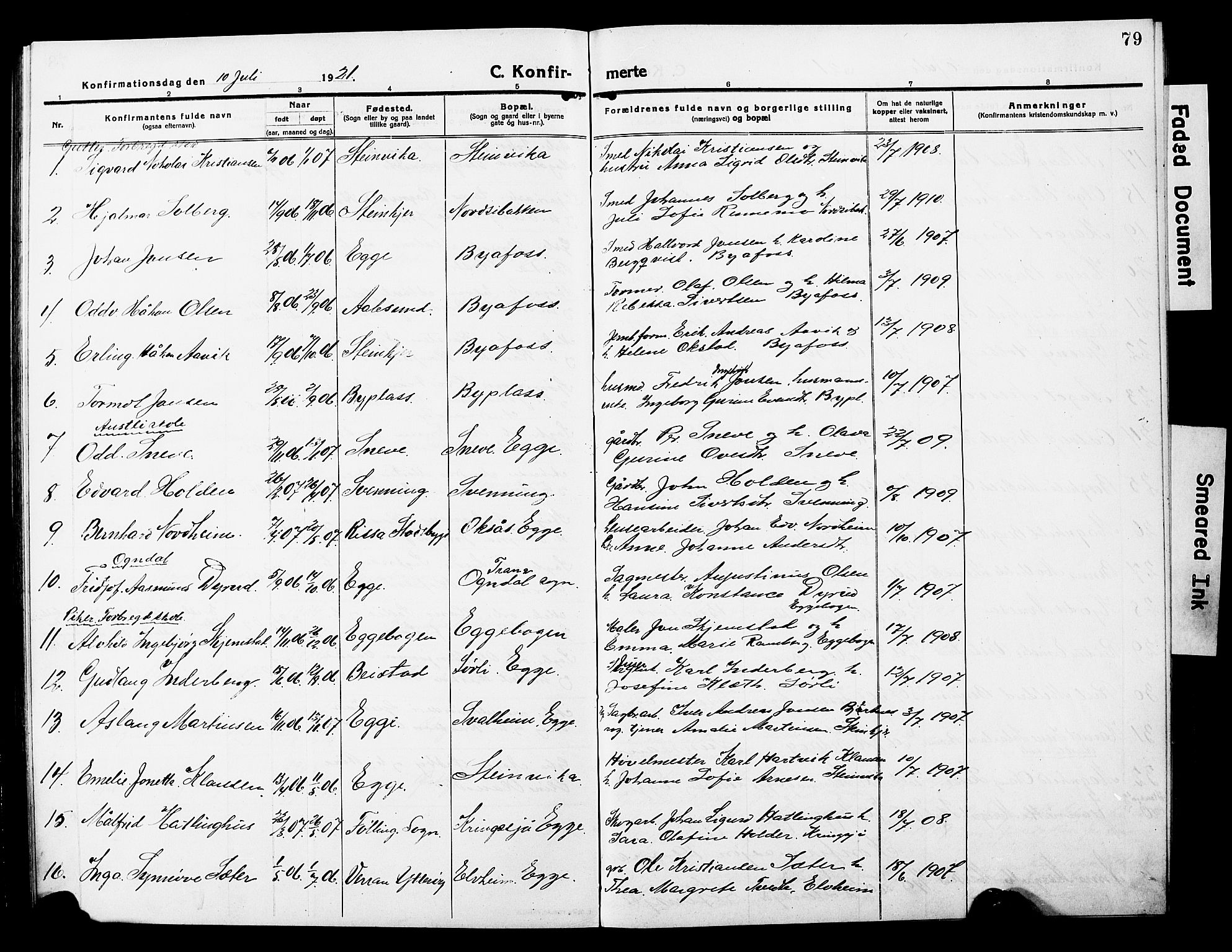 Ministerialprotokoller, klokkerbøker og fødselsregistre - Nord-Trøndelag, SAT/A-1458/740/L0382: Parish register (copy) no. 740C03, 1915-1927, p. 79