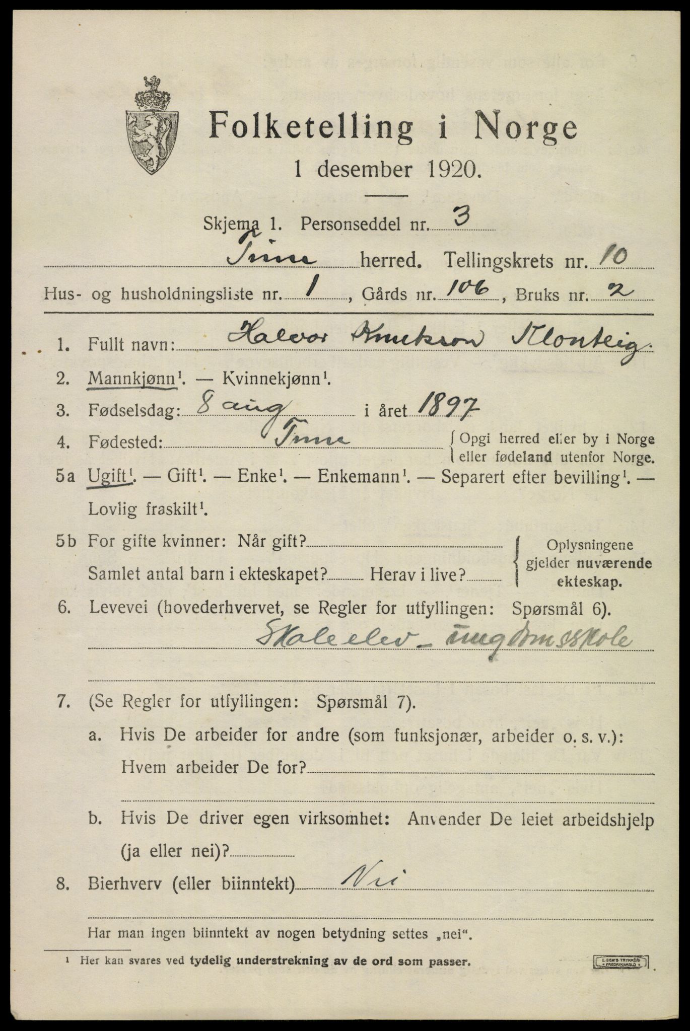 SAKO, 1920 census for Tinn, 1920, p. 6348