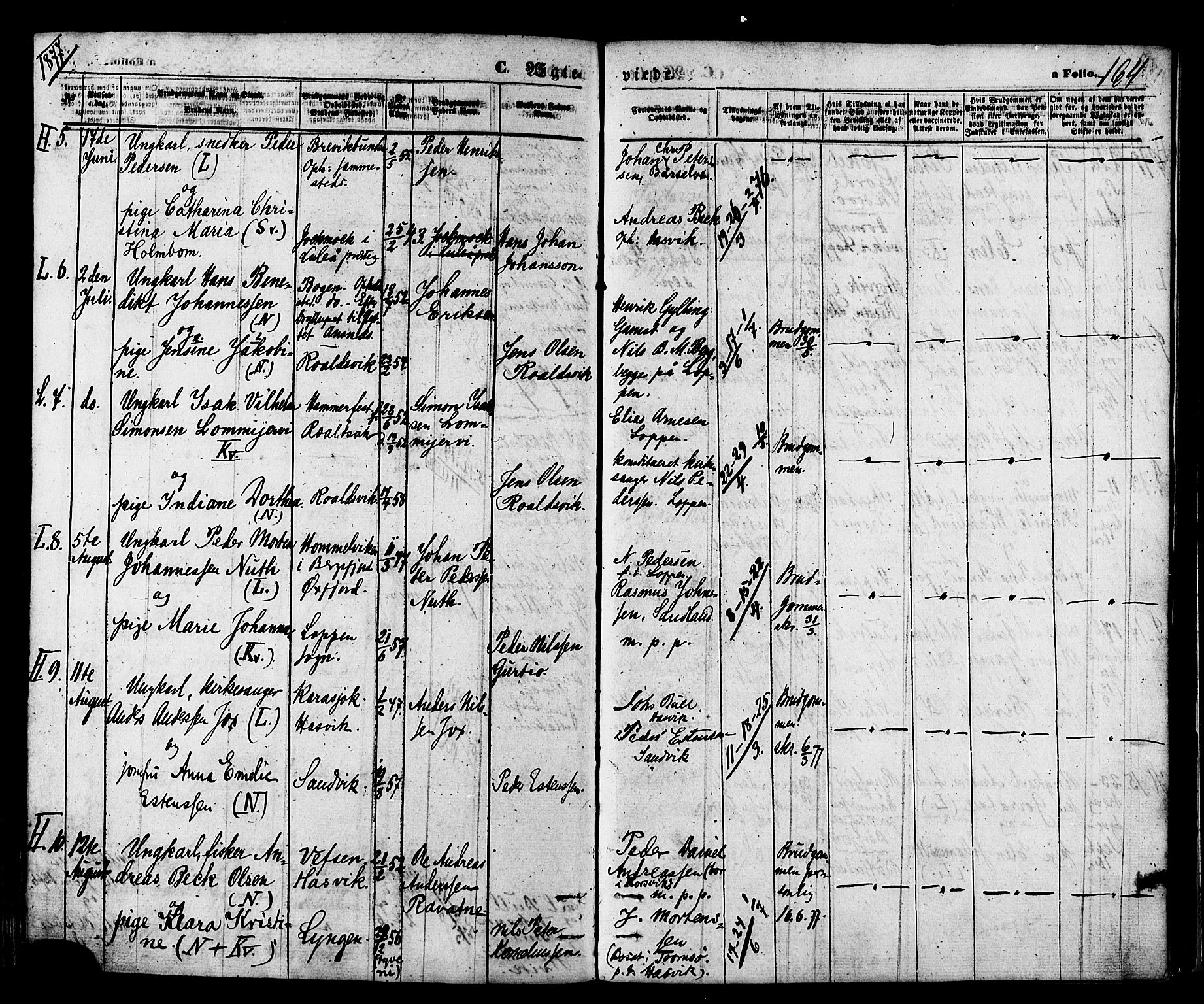 Loppa sokneprestkontor, SATØ/S-1339/H/Ha/L0005kirke: Parish register (official) no. 5, 1869-1878, p. 164