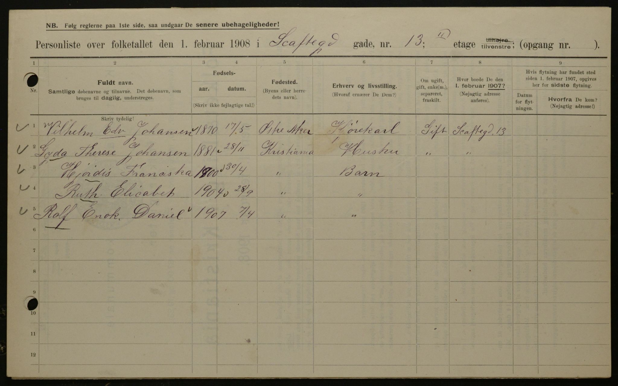 OBA, Municipal Census 1908 for Kristiania, 1908, p. 80617