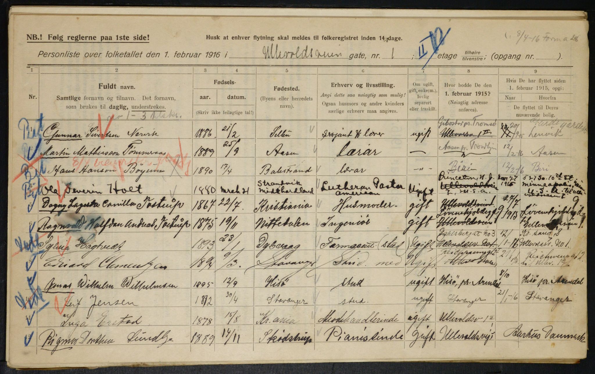 OBA, Municipal Census 1916 for Kristiania, 1916, p. 122446