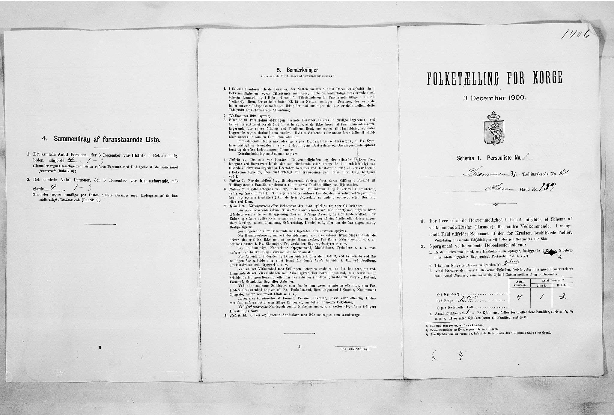 RA, 1900 census for Drammen, 1900, p. 8712