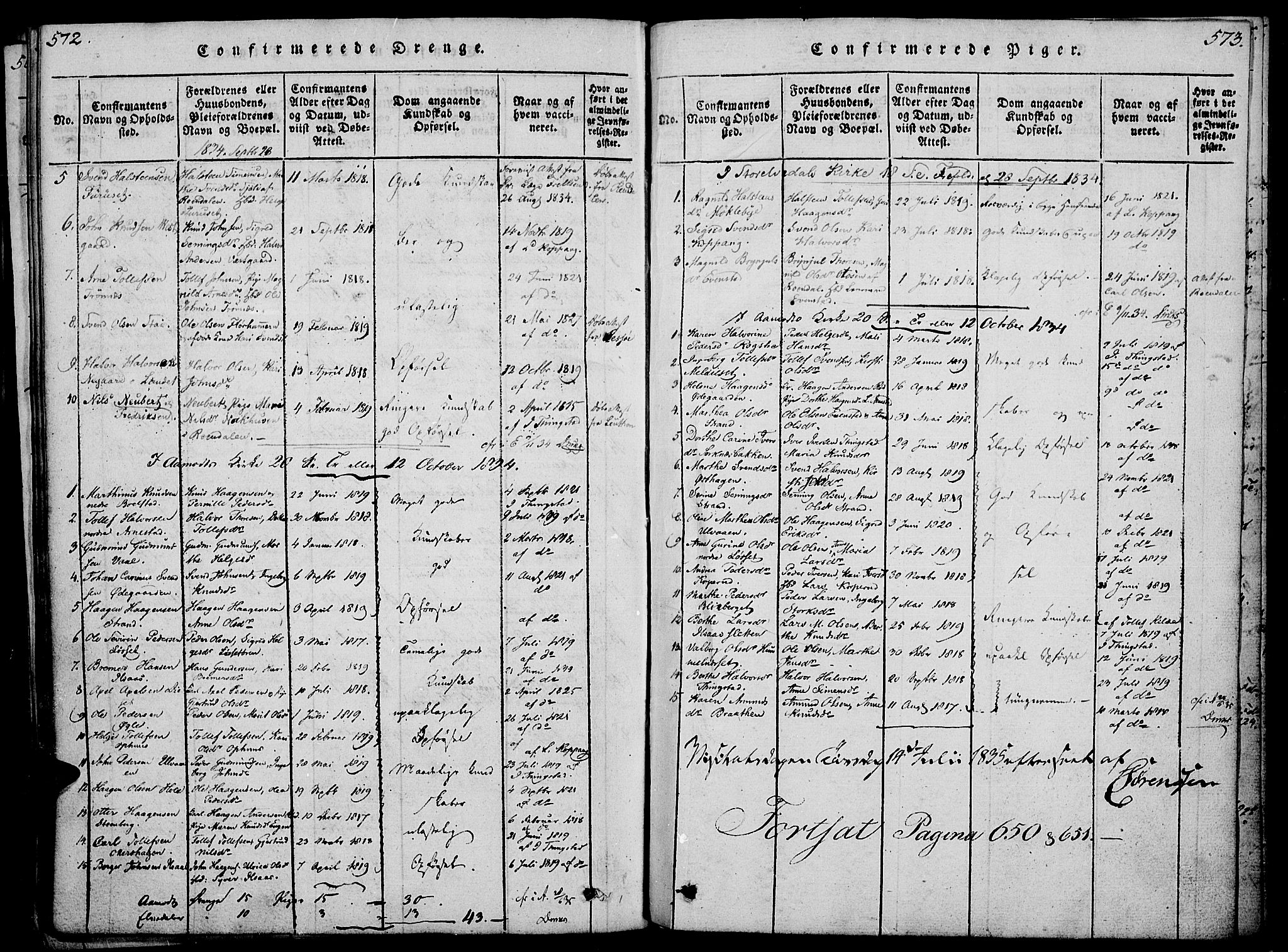 Åmot prestekontor, Hedmark, AV/SAH-PREST-056/H/Ha/Haa/L0005: Parish register (official) no. 5, 1815-1841, p. 572-573