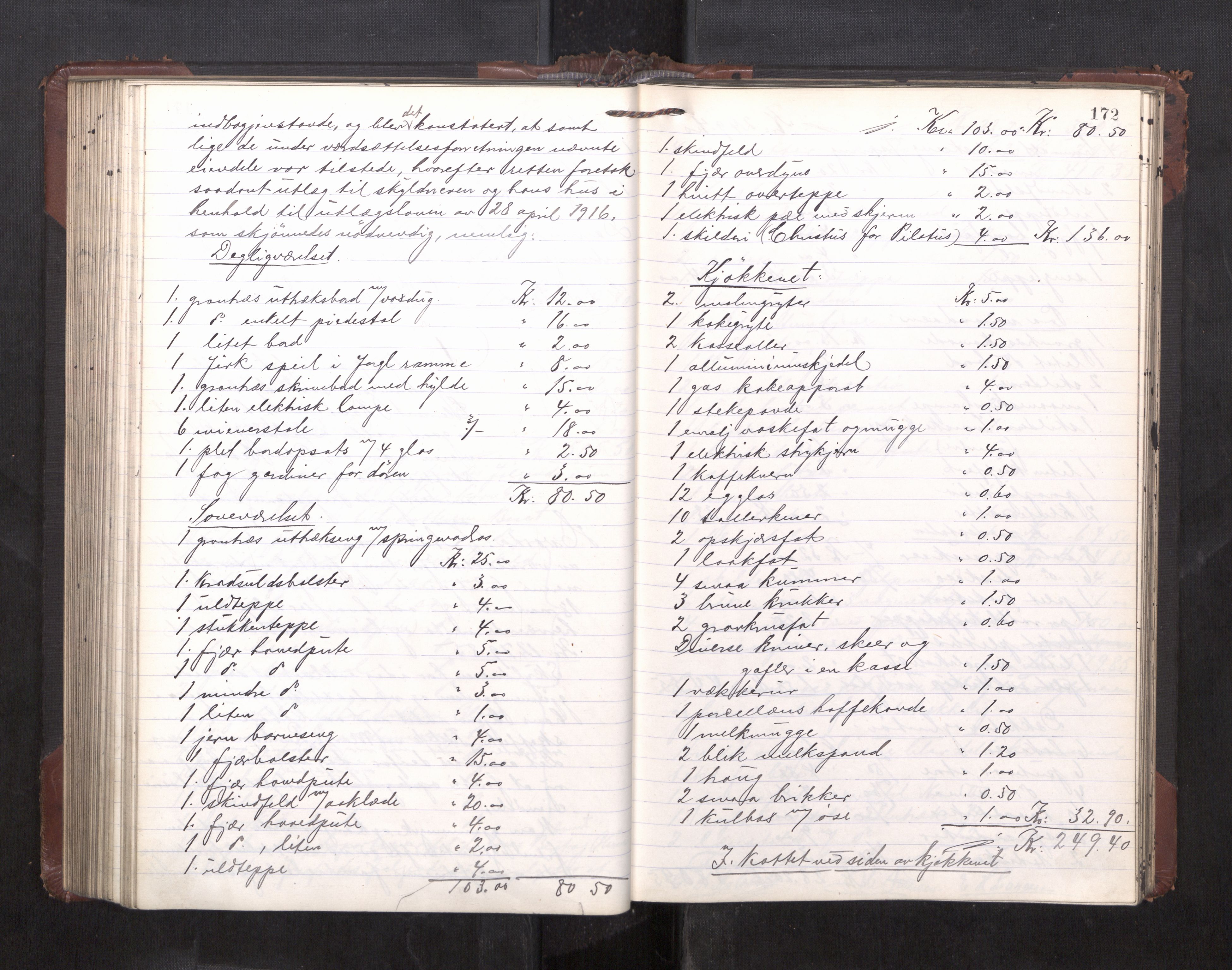 Trondheim byfogd, AV/SAT-A-0003/1/3/3C/L0036: Skifteregistreringsprotokoll - 14/4-24/9. (u/ register), 1915-1918, p. 172