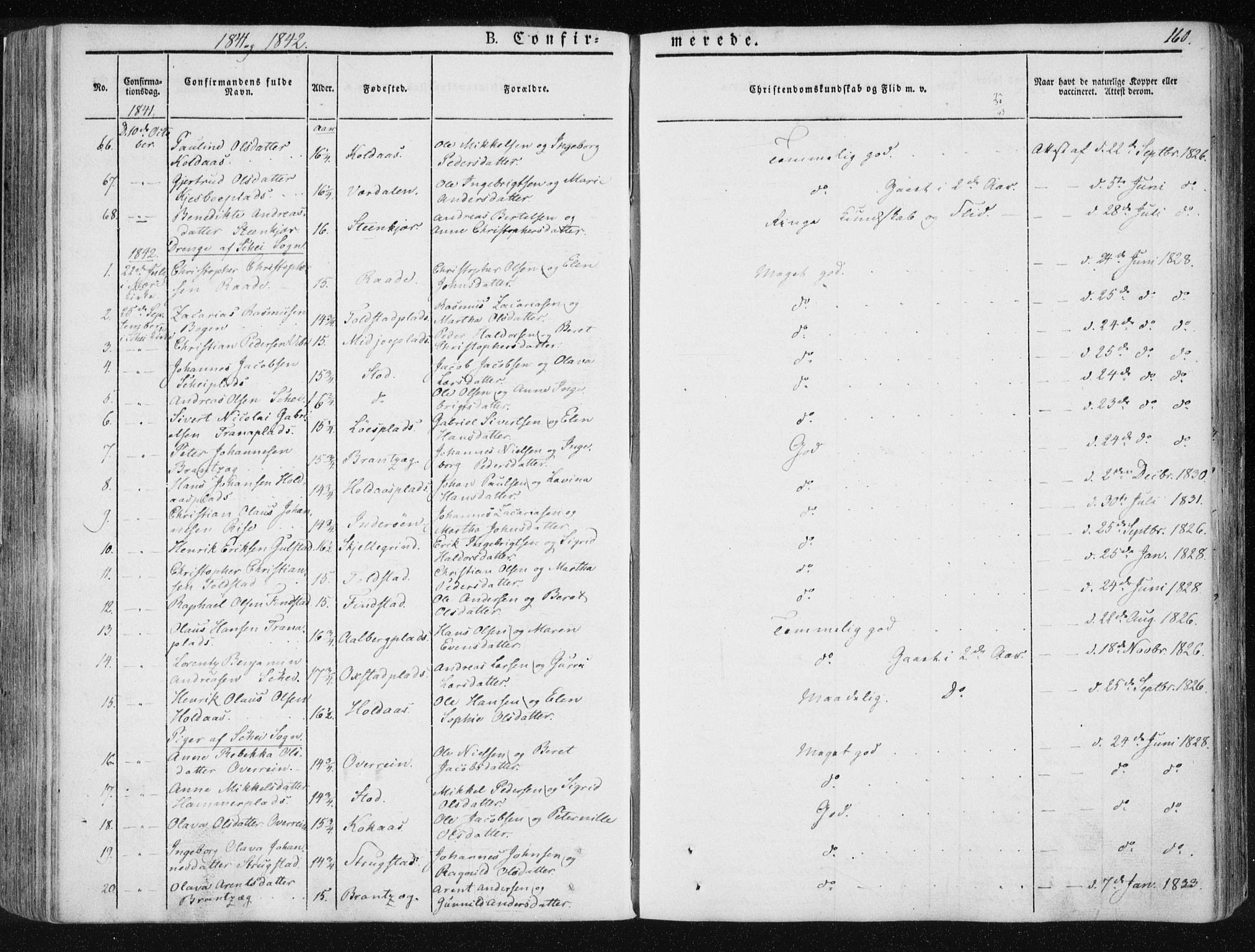 Ministerialprotokoller, klokkerbøker og fødselsregistre - Nord-Trøndelag, SAT/A-1458/735/L0339: Parish register (official) no. 735A06 /1, 1836-1848, p. 160