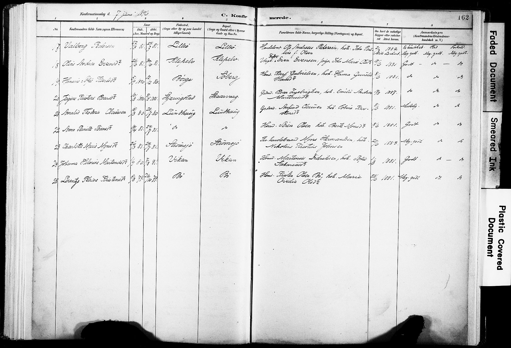 Ministerialprotokoller, klokkerbøker og fødselsregistre - Nordland, AV/SAT-A-1459/891/L1304: Parish register (official) no. 891A09, 1895-1921, p. 162