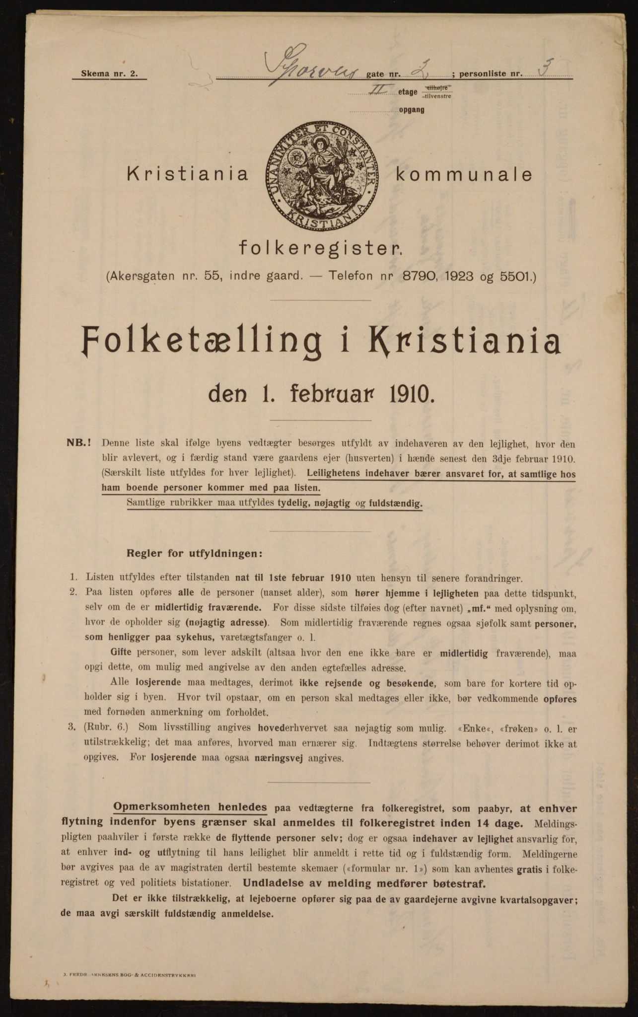 OBA, Municipal Census 1910 for Kristiania, 1910, p. 95527