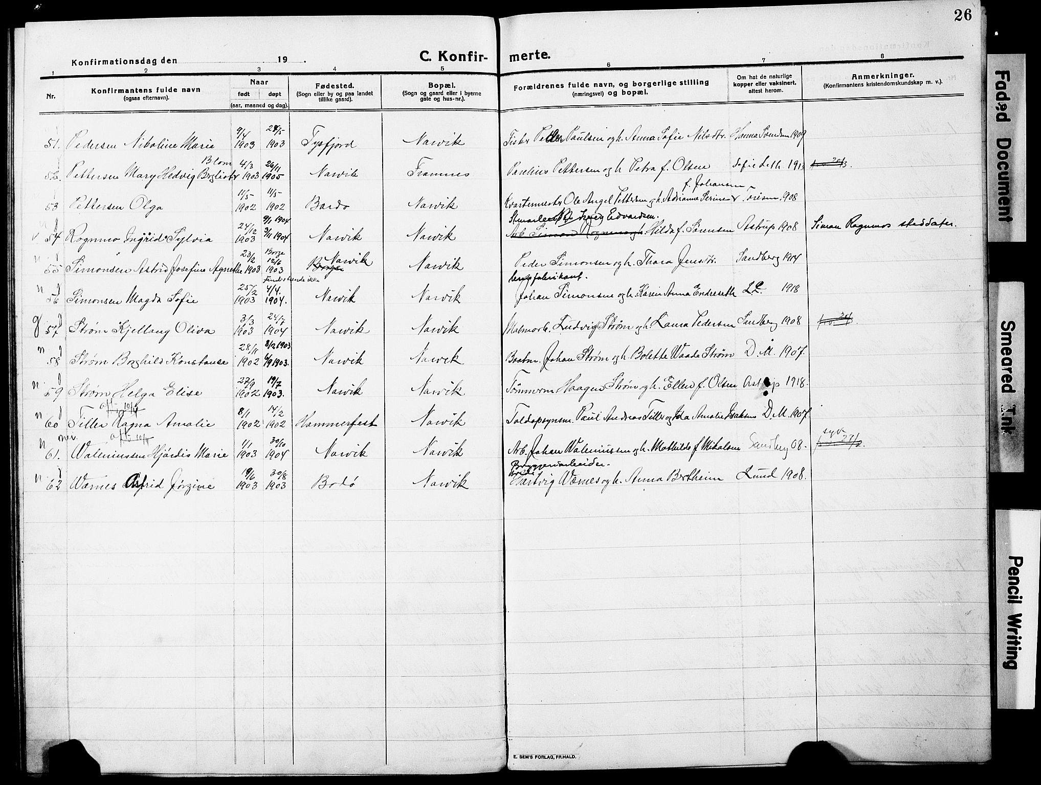 Ministerialprotokoller, klokkerbøker og fødselsregistre - Nordland, AV/SAT-A-1459/871/L0989: Parish register (official) no. 871A05, 1915-1922, p. 26