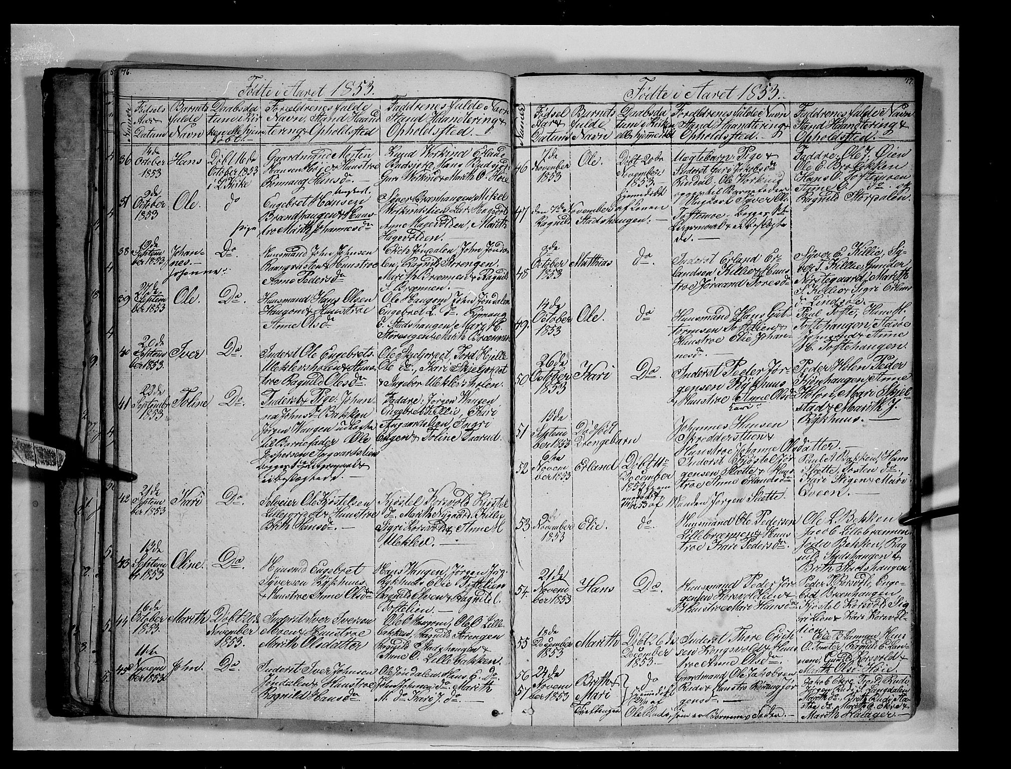 Lesja prestekontor, SAH/PREST-068/H/Ha/Hab/L0003: Parish register (copy) no. 3, 1842-1862, p. 76-77