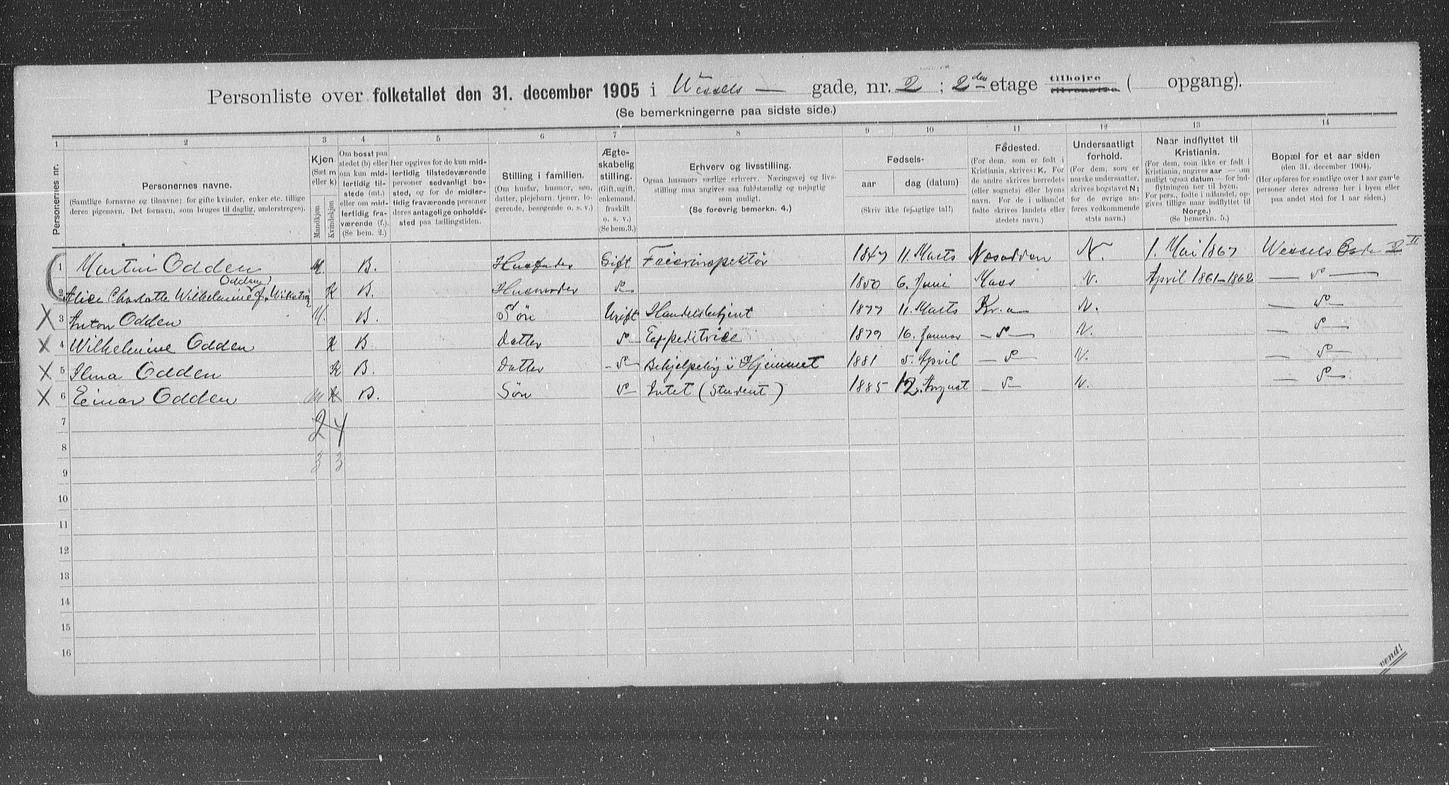 OBA, Municipal Census 1905 for Kristiania, 1905, p. 67247