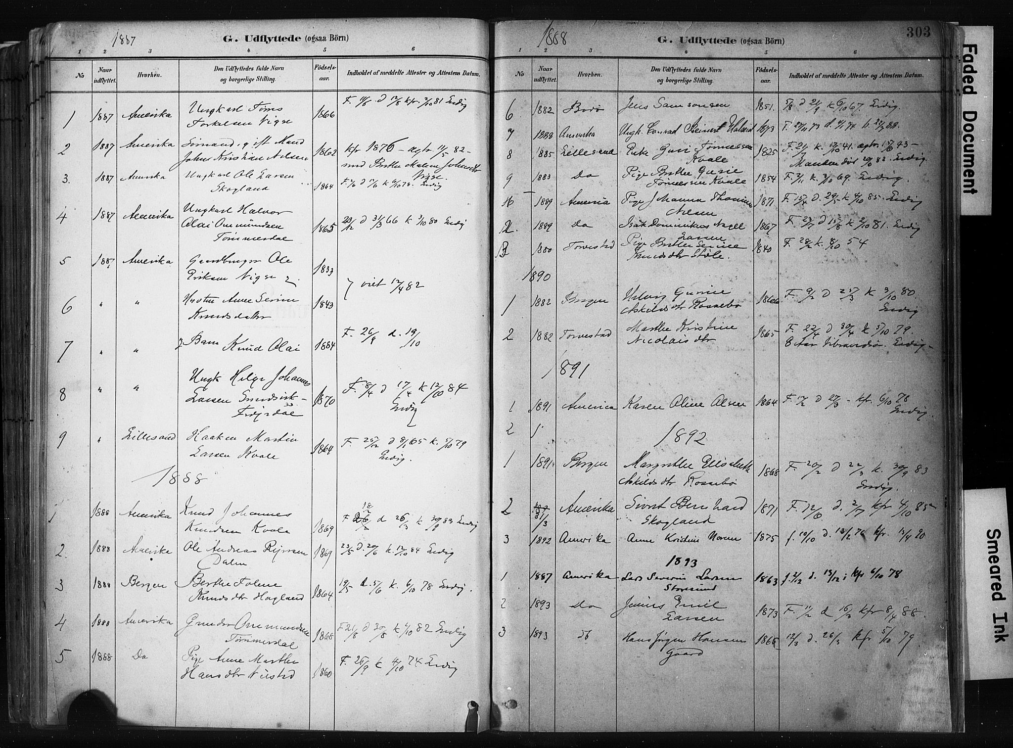 Haugesund sokneprestkontor, AV/SAST-A -101863/H/Ha/Haa/L0004: Parish register (official) no. A 4, 1886-1908, p. 303