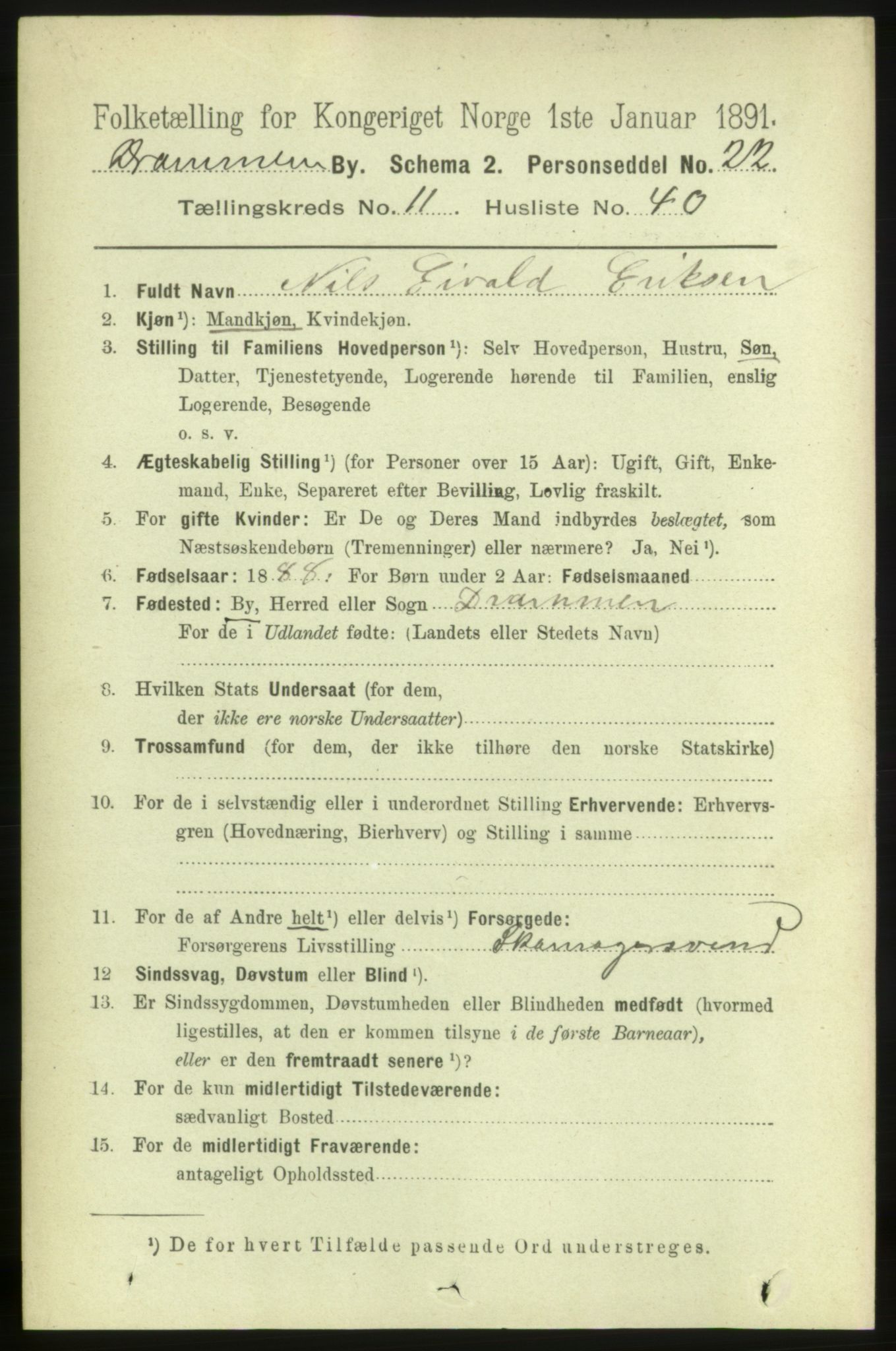 RA, 1891 census for 0602 Drammen, 1891, p. 8955